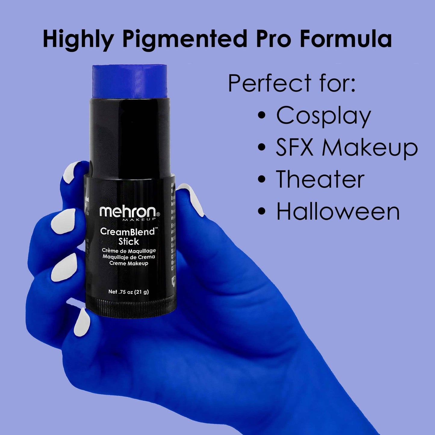 Mehron Makeup CreamBlend Stick | Face Paint, Body Paint, & Foundation Cream Makeup | Perfect for Halloween .75 oz (21 g) (Blue) Beauty & Personal Care Mehron
