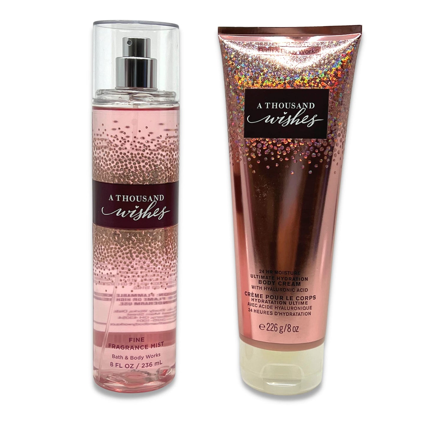 Bath & Body Works - A Thousand Wishes - 2 pc bundle - Fragrance Mist 8oz - Body Cream 8oz Beauty and Personal Care Bath & Body Works
