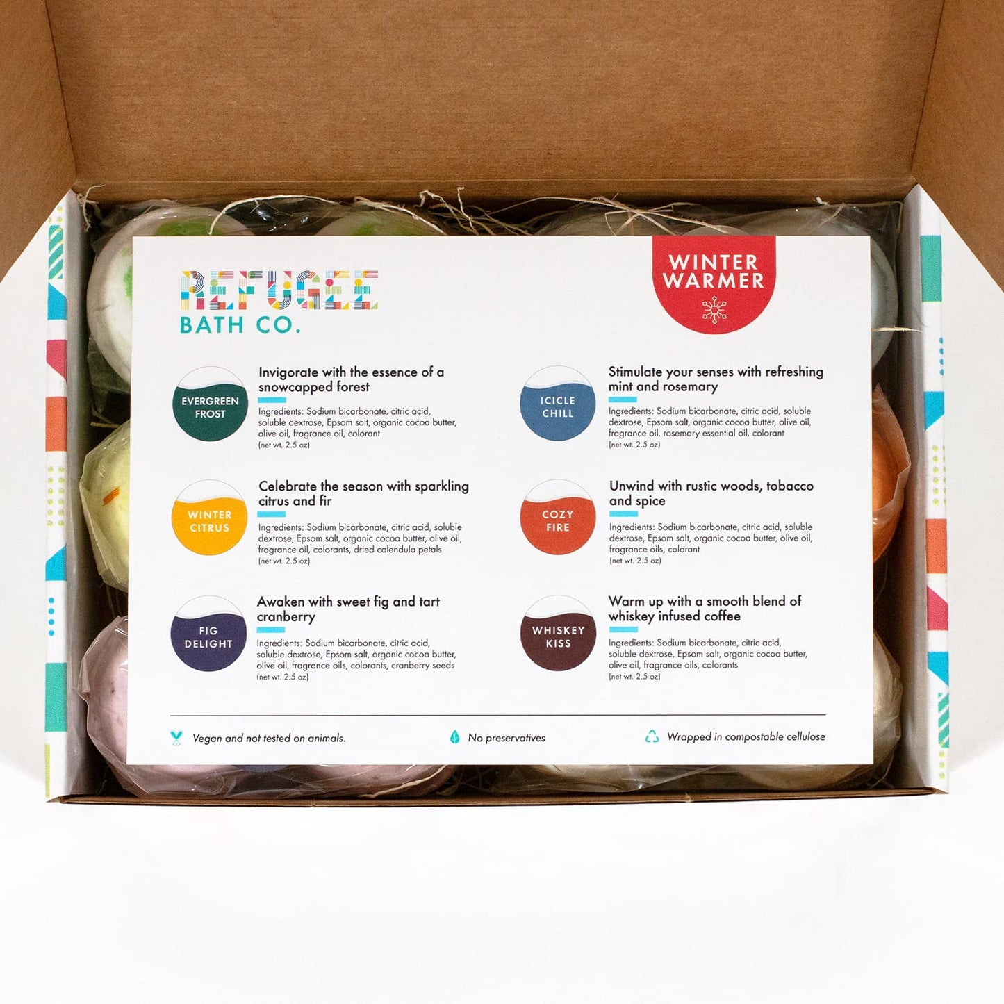Refugee Bath Co. Variety Pack Bath Bombs, Winter Warmer Set, 2.5 oz, Support Refugee Employment in The USA Beauty & Personal Care Refugee Bath Co.