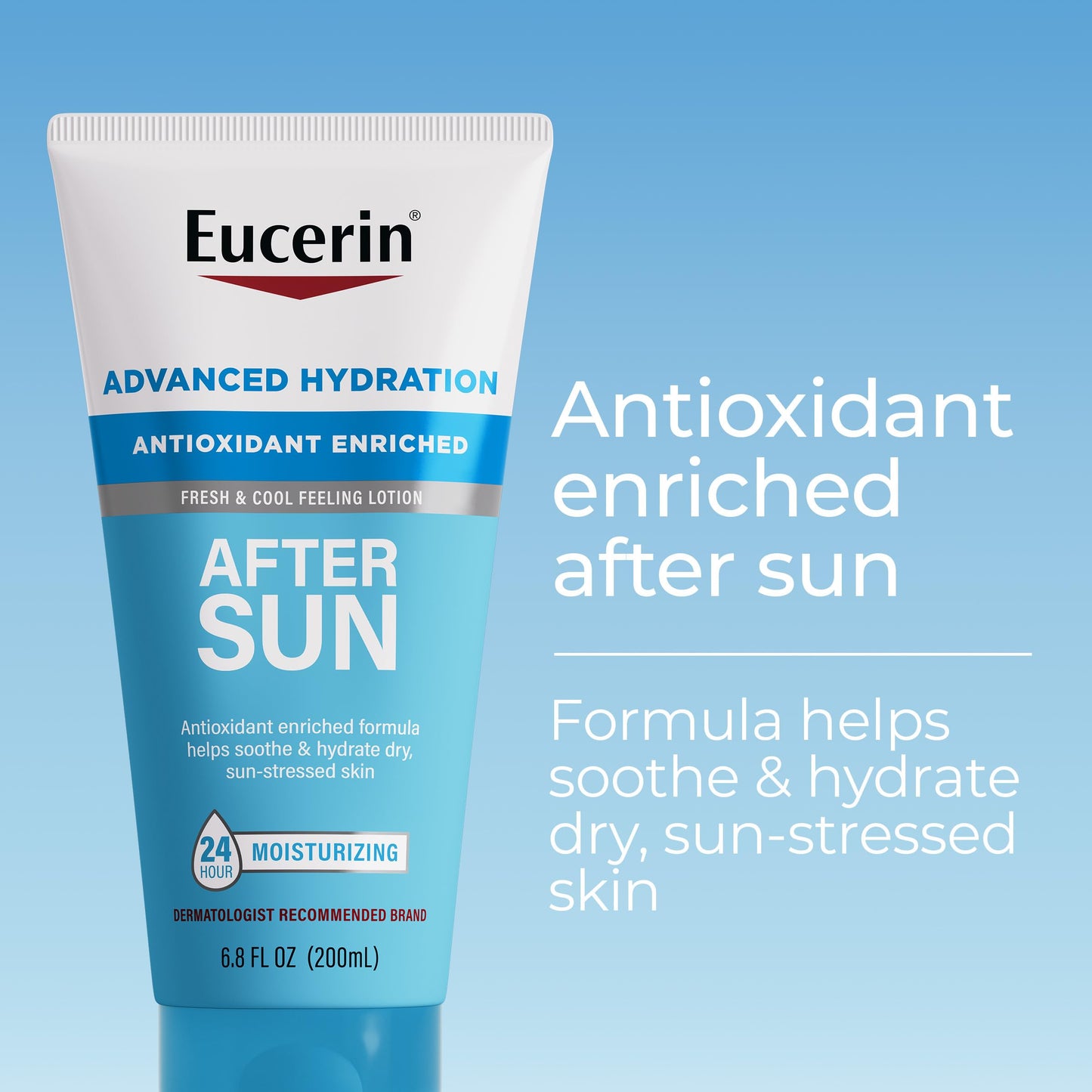 Eucerin Advanced Hydration After Sun Lotion for Face and Body, Enriched with Antioxidants, 24-Hour Hydration for Dry, Sun-Stressed Skin, 6.8 Fl Oz Beauty & Personal Care Eucerin