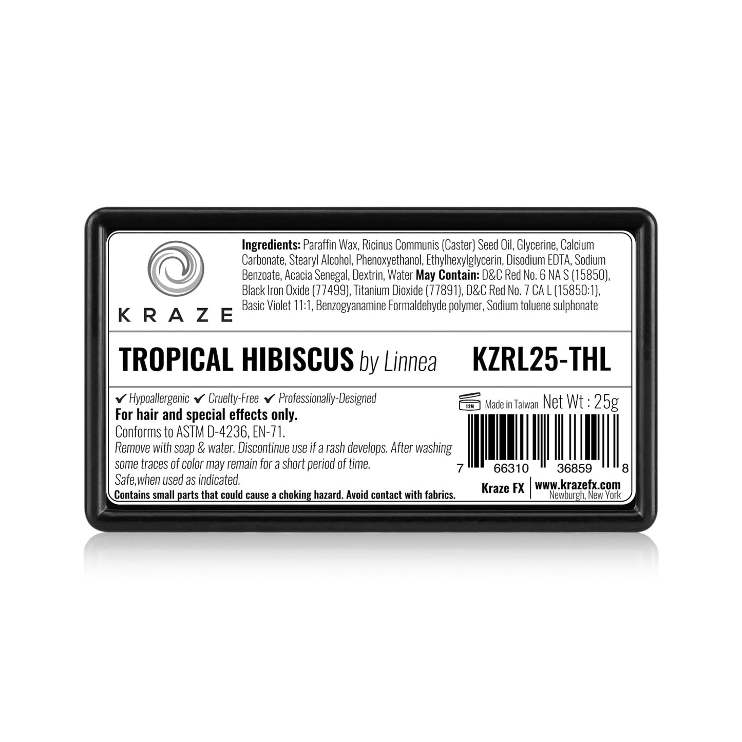 Kraze FX Dome Stroke - Tropical Hibiscus by Linnea (25 gm), Professional 1-Stroke Split Cake, Hypoallergenic, Non-Toxic, Water Activated Face & Body Beauty & Personal Care Kraze FX