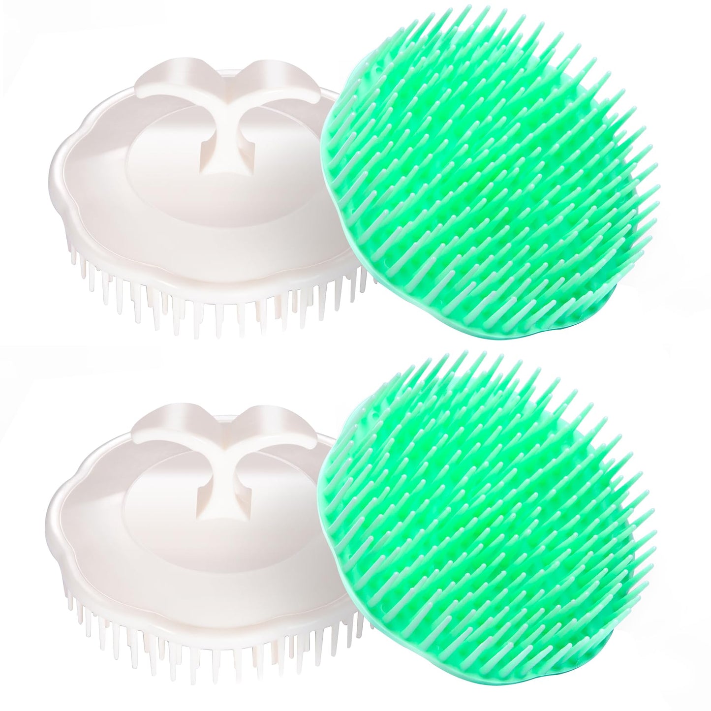Aroveea Hair Scalp Brush Dandruff Cleaning Brush Shower Scalp Shampoo Brush Scalp Massager Pack of 4 (White and Green) Beauty & Personal Care Aroveea