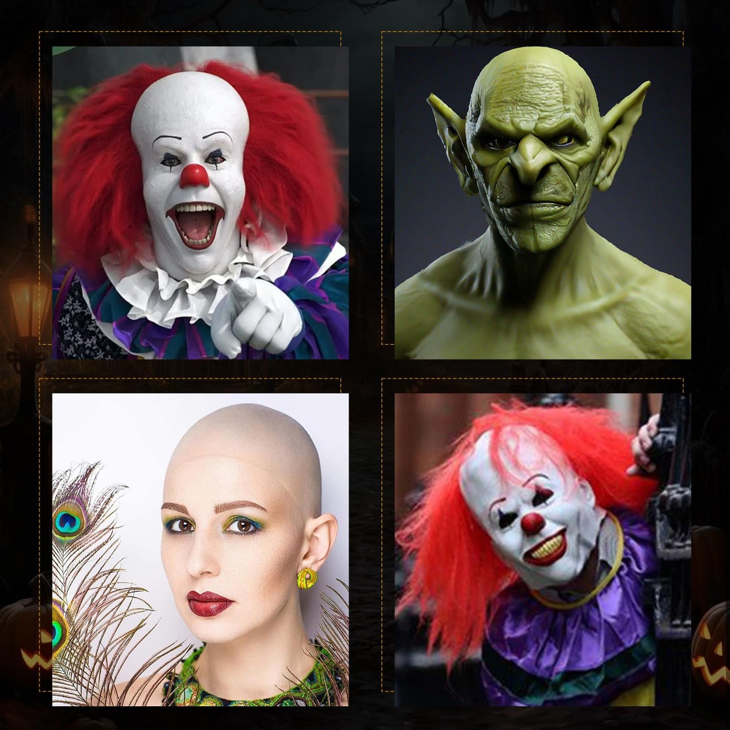 Bald Cap Halloween Makeup Kit for Men & Woman, Complete Bald Cap Costume Character Set , SFX Makeup Kit, Professional Realistic Bald Cap Kits Beauty & Personal Care Js2U ZW