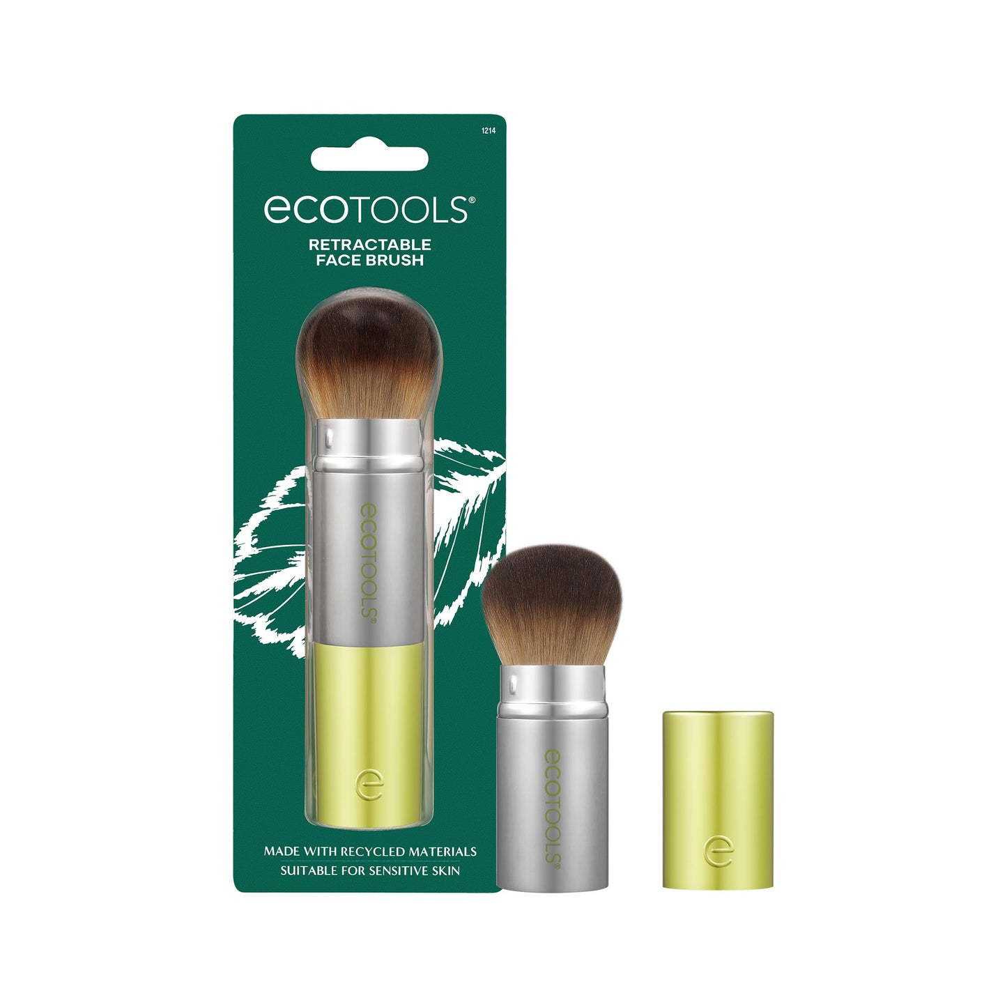 EcoTools Retractable Face Makeup Brush, Kabuki Brush for Foundation, Blush, Bronzer, & Powder, Travel Friendly & Perfect for On The Go, Eco Friendly Beauty & Personal Care EcoTools