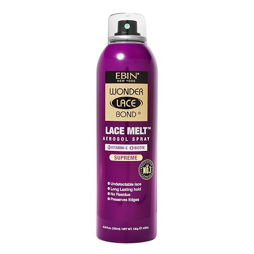 Wonder Lace Melt Aerosol Spray - Vitamin E Biotin Infused 6.08 fl.oz./180ml Preserves Edges & Undetectable Lace Long lasting hold No Residue glueless Beauty & Personal Care WONDER LACE BOND