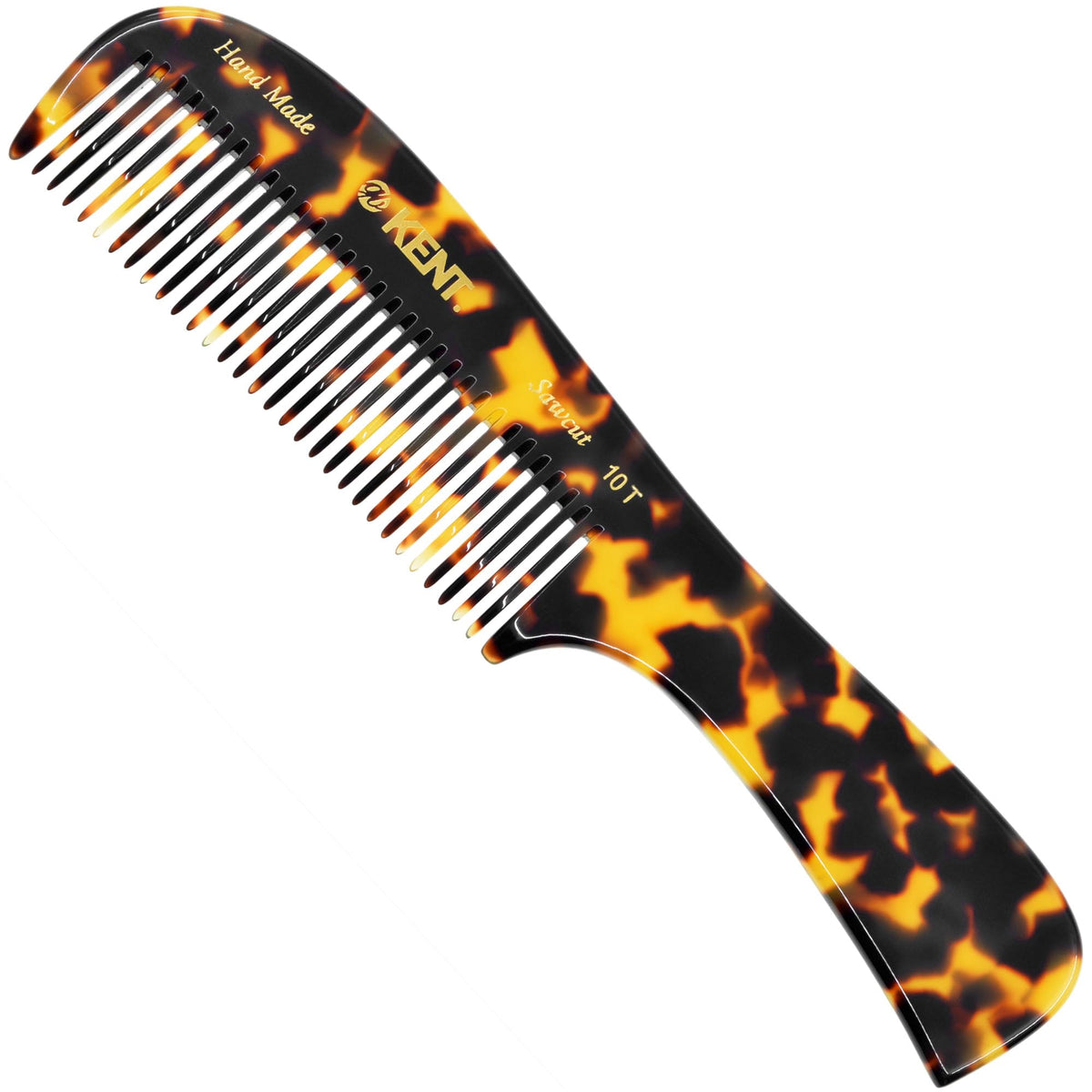 Kent 10T TY Large Detangler Comb, Handmade Wide Tooth Comb for Curly Thick Hair, Detangling Combs For Wet and Dry Hair, Saw-Cut and Hand Polished Made