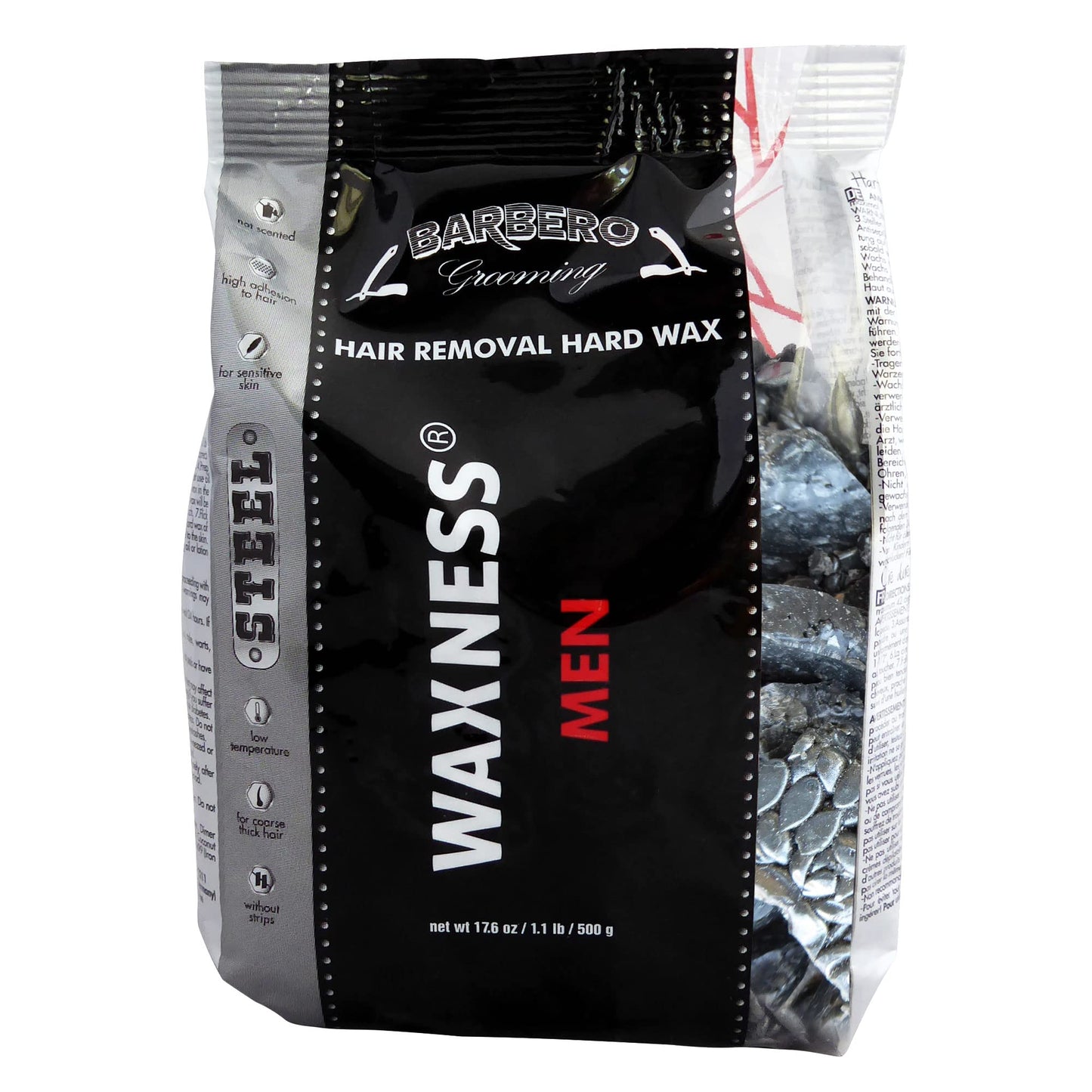 Waxness Barbero Steel Hard Wax Beads 1.1 lb (500 g) - Stripless Hard Wax for Men’s Grooming, Effective on Coarse Hair, Smooth Application Beauty and Personal Care Waxness
