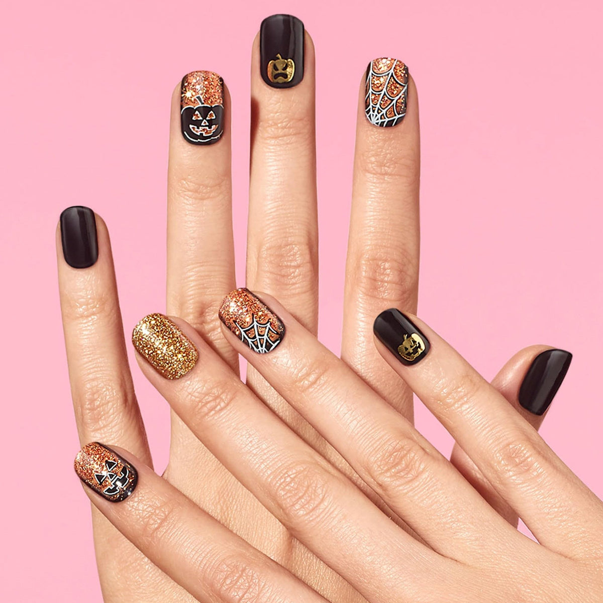 Dashing Diva Gloss Halloween Nail Strips - Twisted Nightmare | UV Free, Long Lasting, Cute Halloween Gel Nail Stickers | Contains 32 Nail Wraps, 1