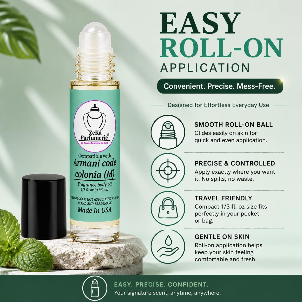 ZEKA PARFUMERIE Compare to Aroma Compatible with Armani Code Colonia for Men Fragrance Body oil on 1/3 oz (9.86ml) size Roll-On Botlle Beauty & Personal Care ZEKA PARFUMERIE