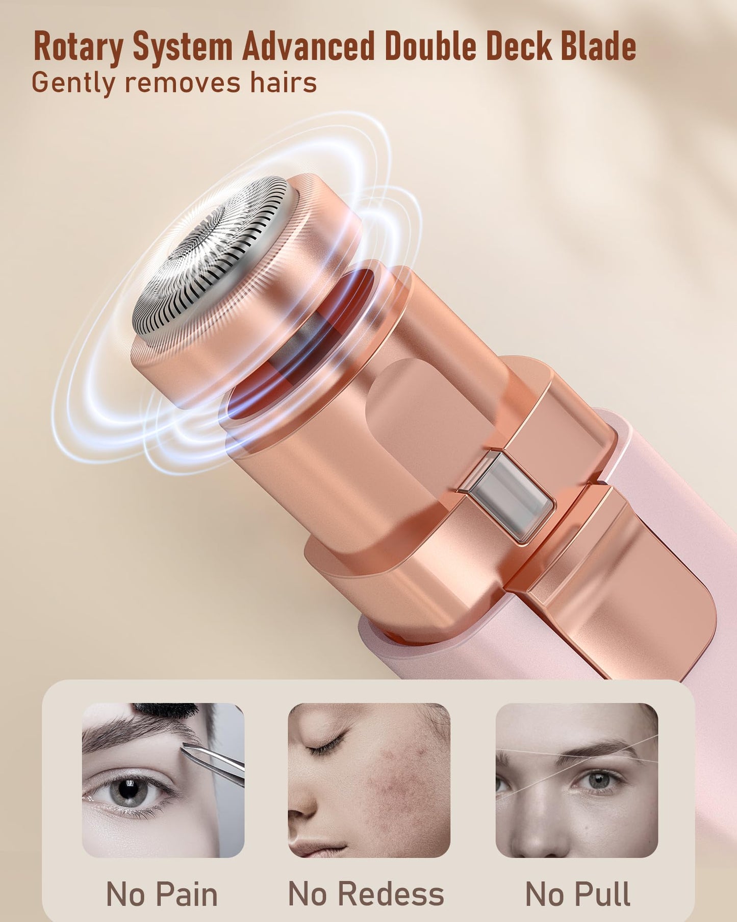 Eyebrow Trimmer Facial Hair Removal for Women: 2 in 1 Rechargeable Facial Hair Remover & Eyebrow Razor, Electric Painless Face Shaver for Women Beauty and Personal Care IFANZETECH