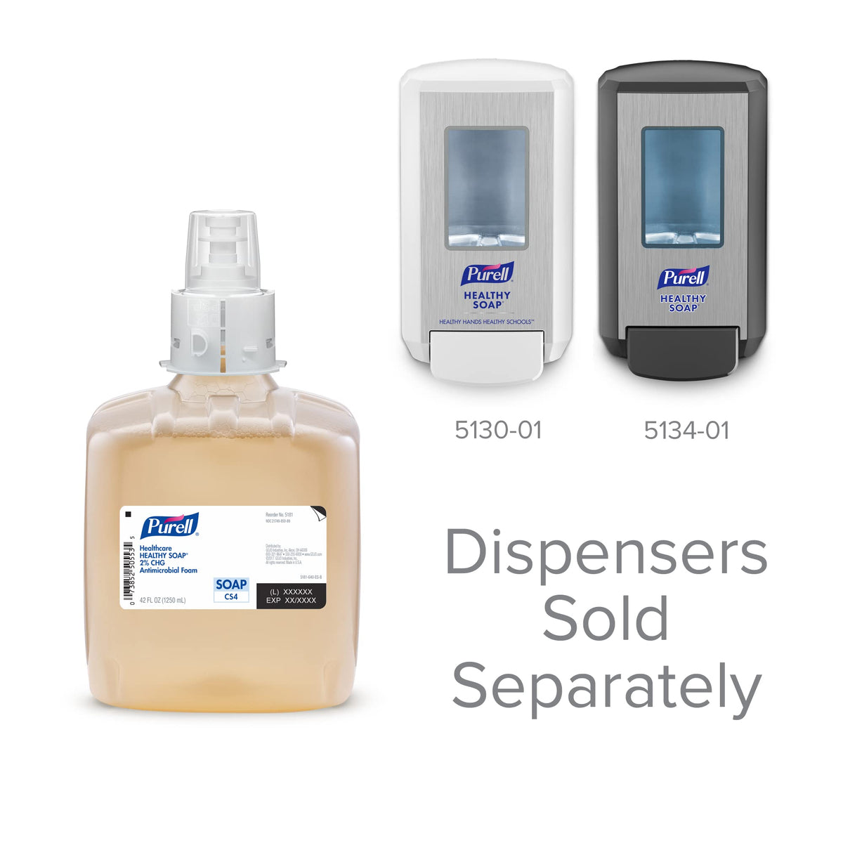 PURELL Healthcare HEALTHY SOAP 2% CHG Antimicrobial Foam, Fragrance Free, 1250 mL Foam Refill for PURELL CS4 Manual Soap Dispenser (Pack of 3) Beauty & Personal Care Purell