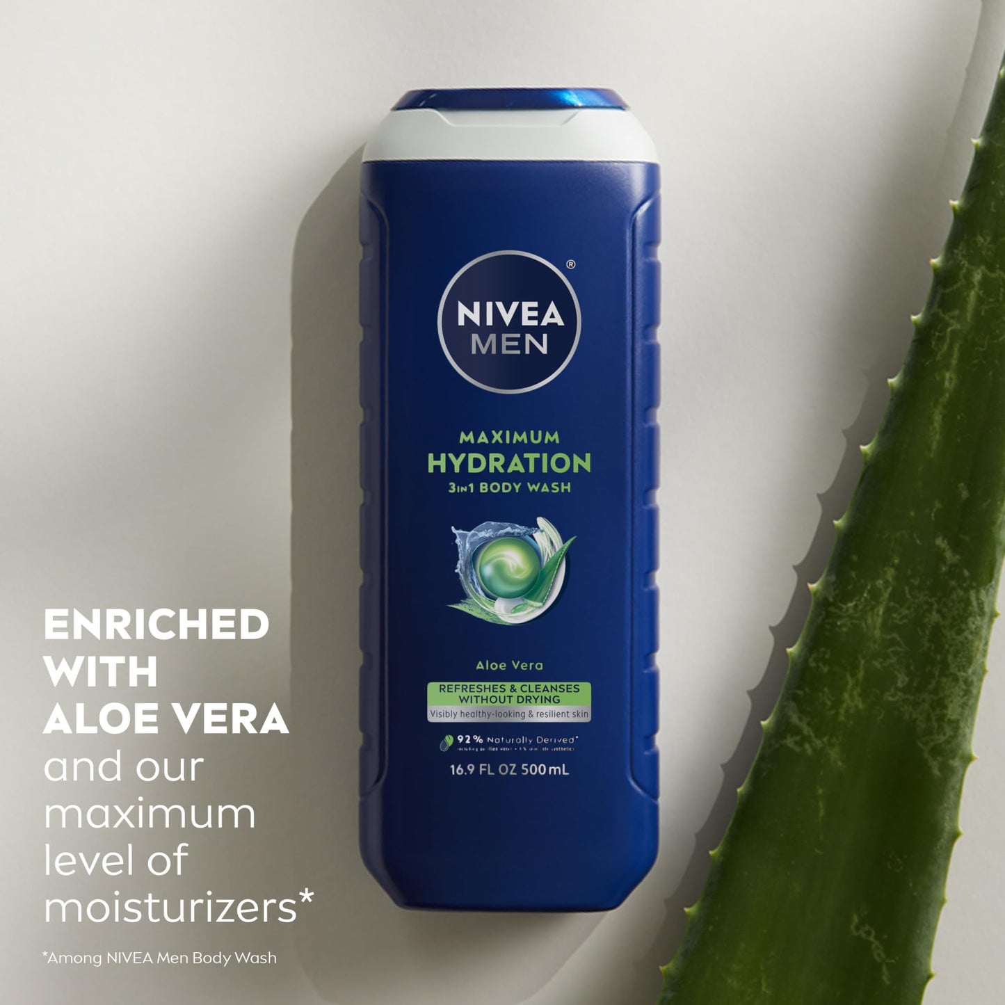 NIVEA MEN Maximum Hydration Body Wash for Dry Skin, Aloe Vera Enriched, 3-in-1 Moisturizing Body Wash, Face and Hair, Paraben Free, Vegan Formula Beauty & Personal Care NIVEA MEN