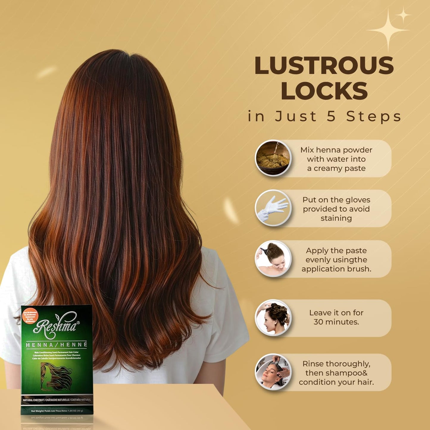 Reshma Beauty 30 Minute Henna Hair Color Infused with Plant-Based Lawsonia Inermis 100% Gray Coverage for Soft, Shiny Hair, Hair Dye-1.05 oz Pack of 1 Beauty & Personal Care Reshma Beauty