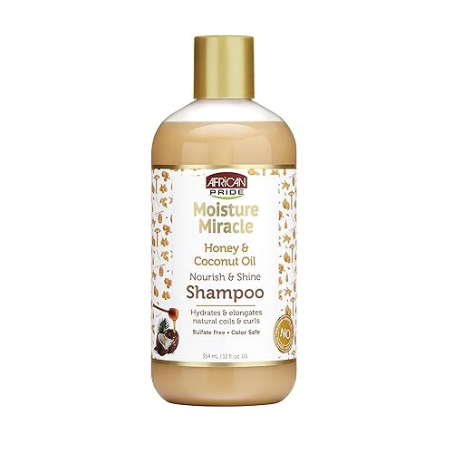 African Pride Moisture Miracle Honey & Coconut Oil Shampoo - For Natural Coils & Curls, Nourishes & Shines, Sulfate Free, Color Safe, 12 oz. Beauty & Personal Care African Pride
