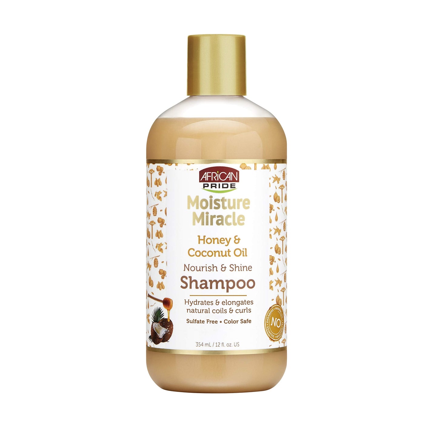 African Pride Moisture Miracle Honey & Coconut Oil Shampoo - For Natural Coils & Curls, Nourishes & Shines, Sulfate Free, Color Safe, 12 oz. Beauty & Personal Care African Pride