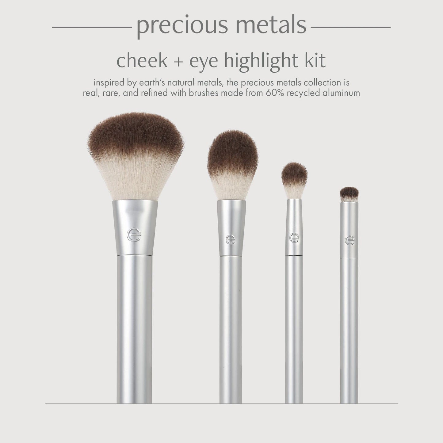 EcoTools Precious Metals Cheek & Eye Highlight Makeup Brush Kit, for Eyeshadow, Blush, & Powder Products, Eco Friendly, Cruelty Free Face Brushes Beauty & Personal Care EcoTools