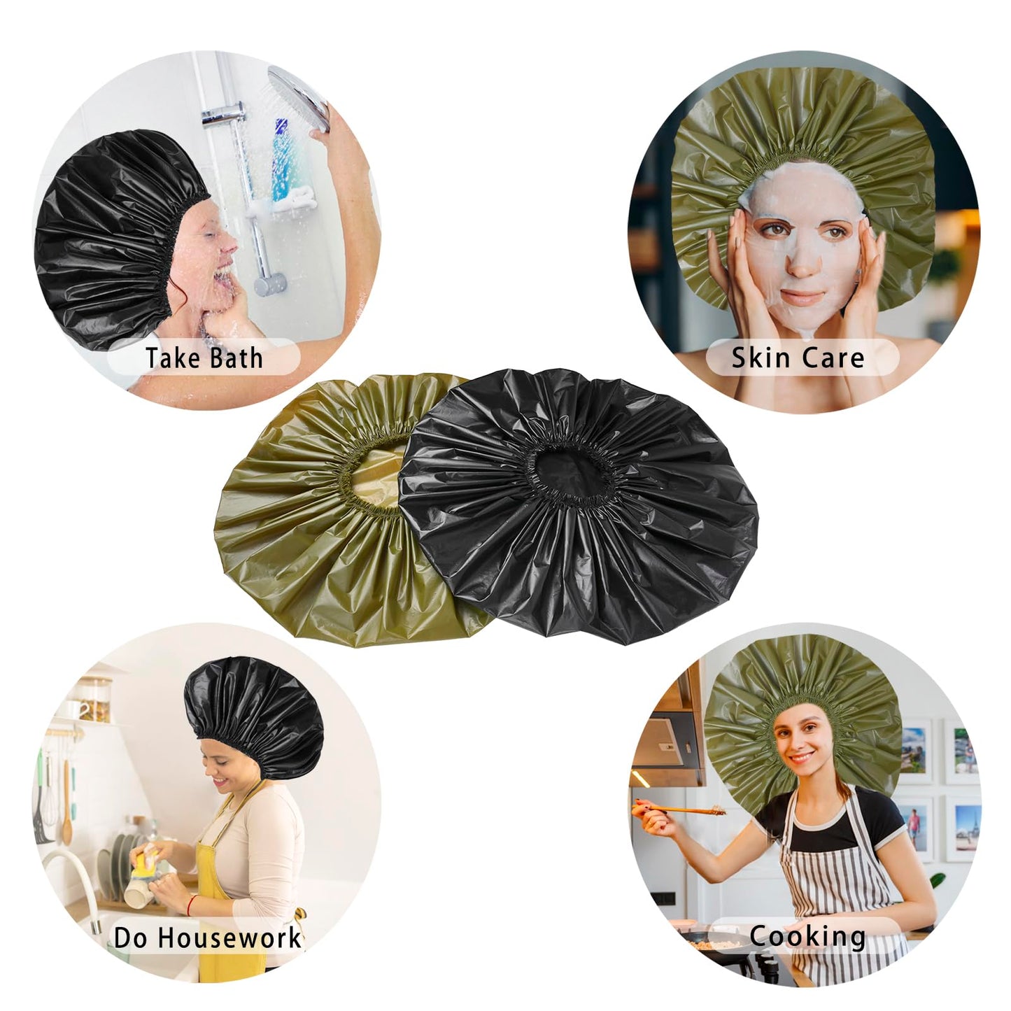 Jumbo Size Shower Cap 2 PCS Waterproof Shower Caps for Women, Extra Large Shower Cap, Reusable Super Large Bath Caps Hair Cap for Long Thick Curly Beauty and Personal Care CHFONG