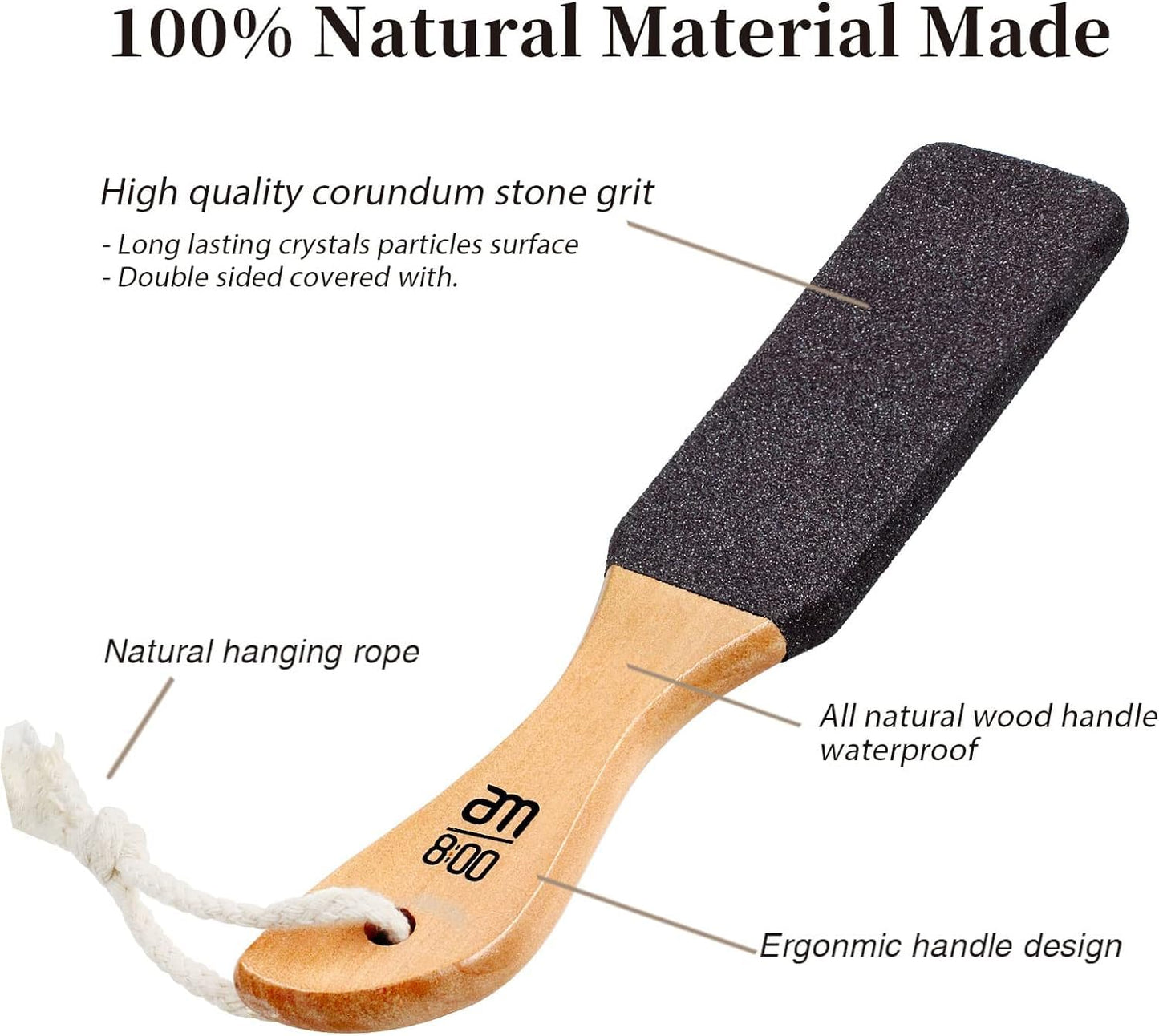 Pumice Stone Foot File (2-Pack), Wooden Handle Foot Scrubber & Callus Remover for Dry, Rough Skin and Corns Pedicure Beauty & Personal Care AM 8:00