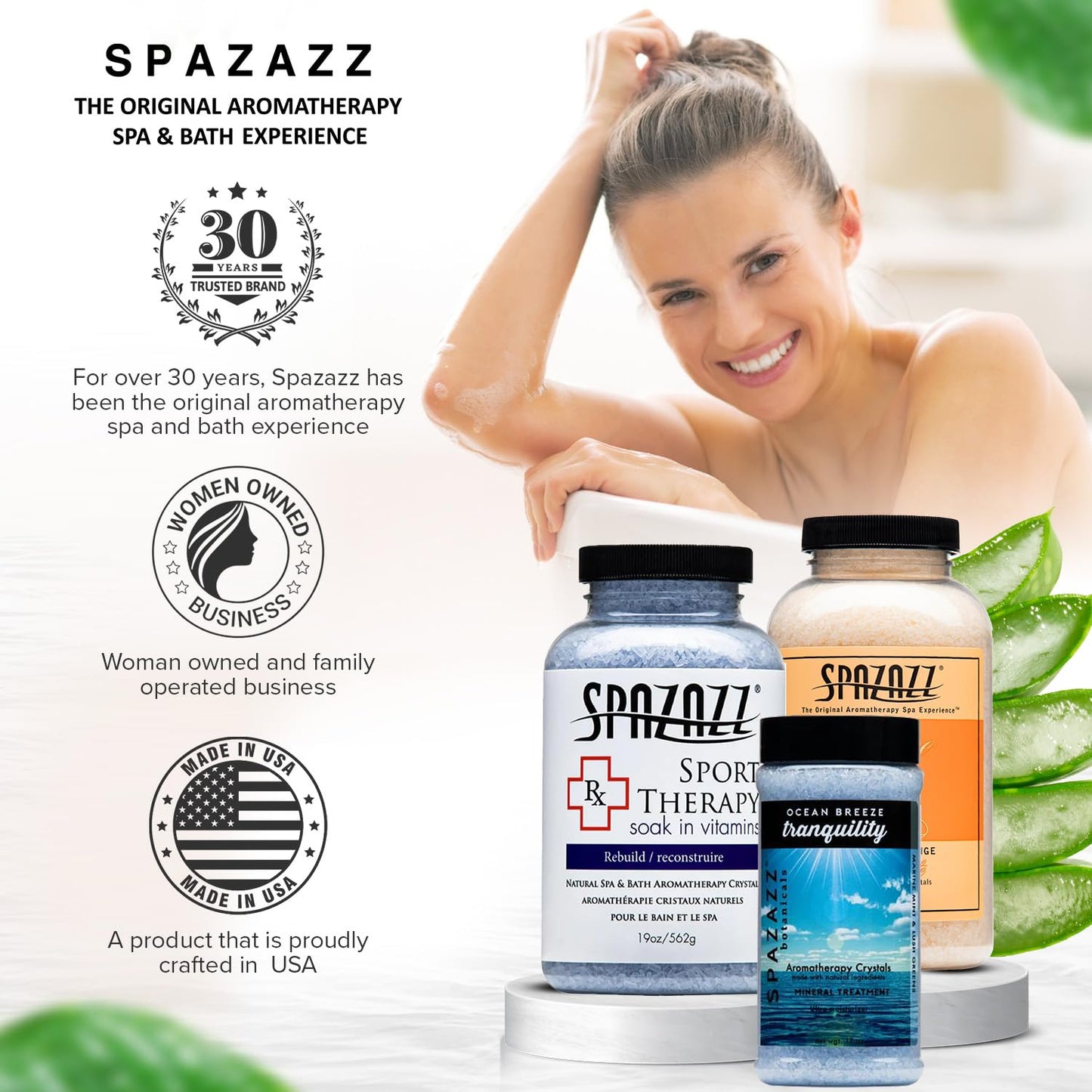 Spazazz Hot Tub Aromatherapy Crystals Bundle - 3 Pack Magnesium Bath Salt Beauty and Personal Care Spazazz
