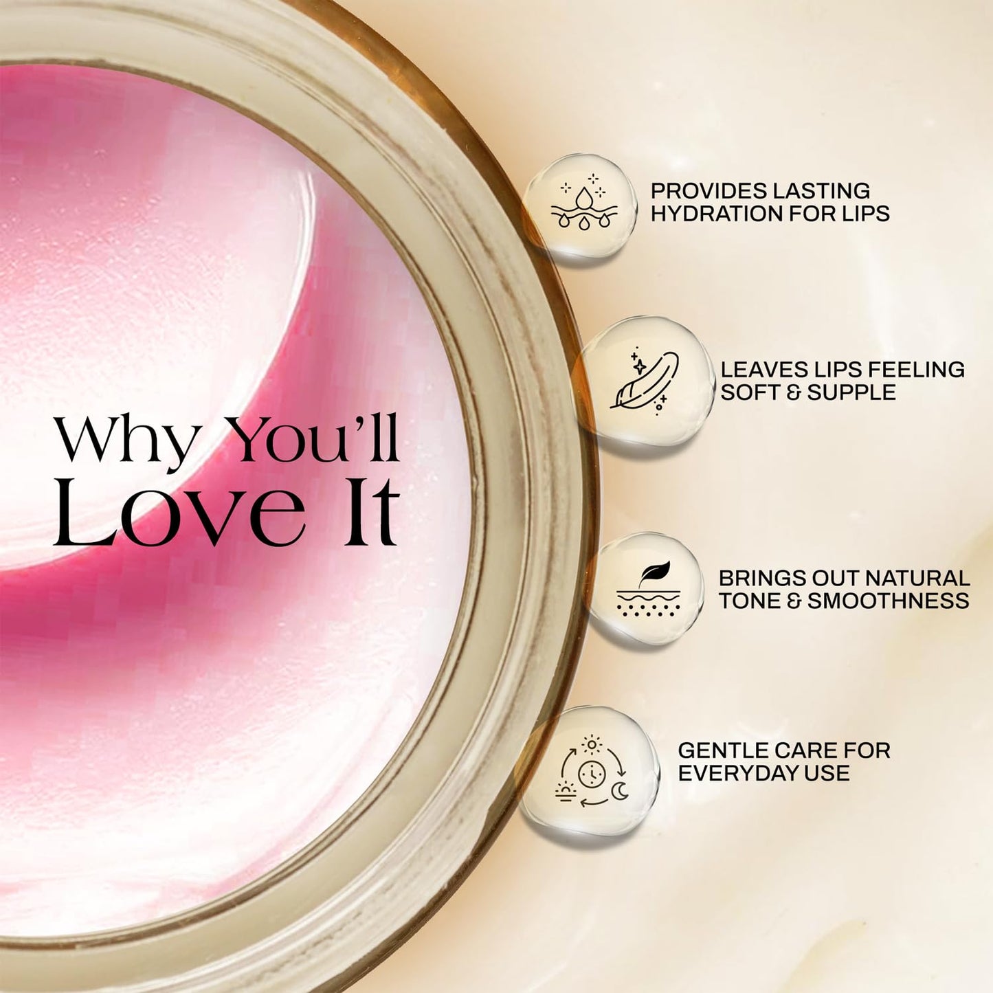 Ashpveda Ayurvedic Rose Petal Lip Balm For Dry & Chapped Lips With Kokum Fruit, Rose Flowers and Almond Oil - Lip UV Protection & Nourishment - Lip Beauty and Personal Care Ashpveda