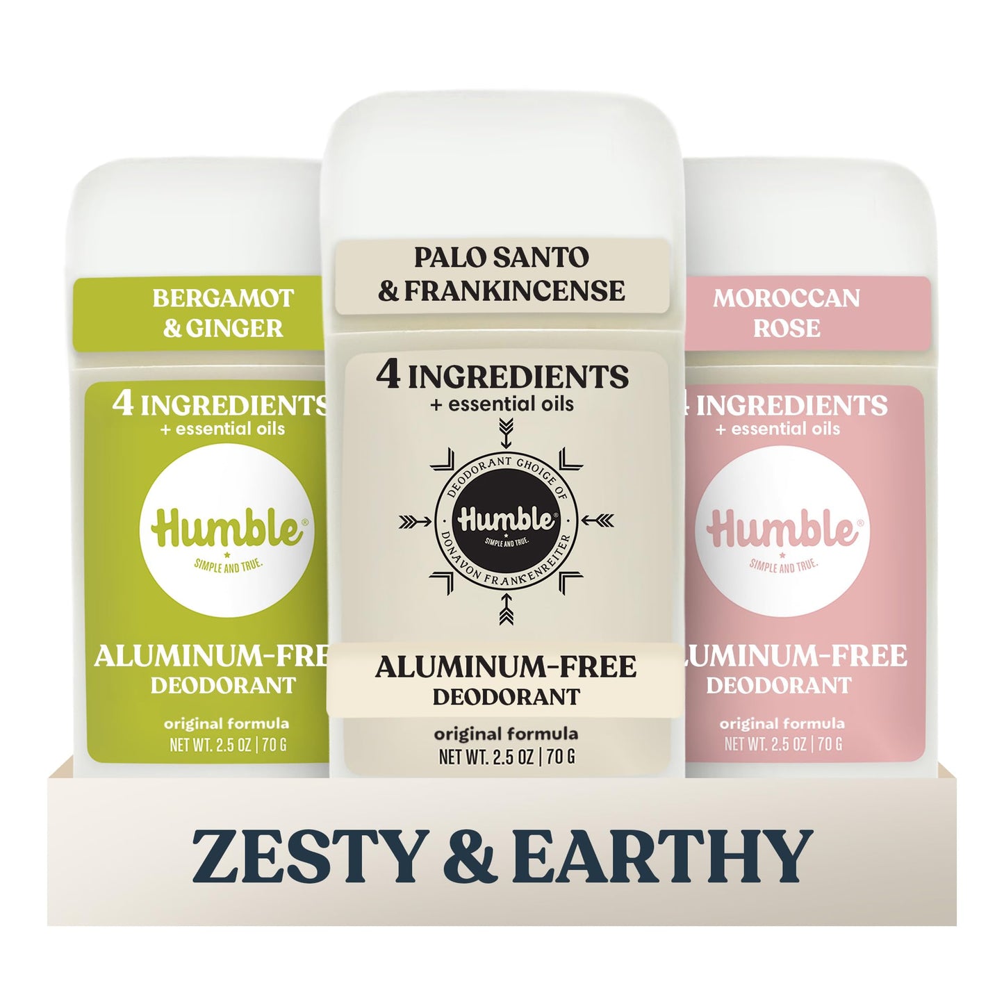 Humble Aluminum-Free Deodorant for Women & Men, Zesty & Earthy Variety Pack - Clean & Fresh Natural Deodorant Stick with Essential Oils Beauty and Personal Care HUMBLE SIMPLE AND TRUE.