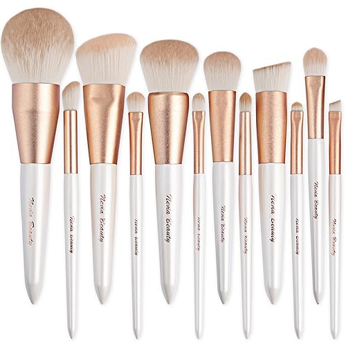 Makeup Brushes Set, EVRCHGIEA 12pcs Premium Eye Shadow, Eyebrows, Eyeliner, Concealer, Lip Liner?Foundation Makeup Brush White Travel Makeup Beauty & Personal Care EVRCHGIEA