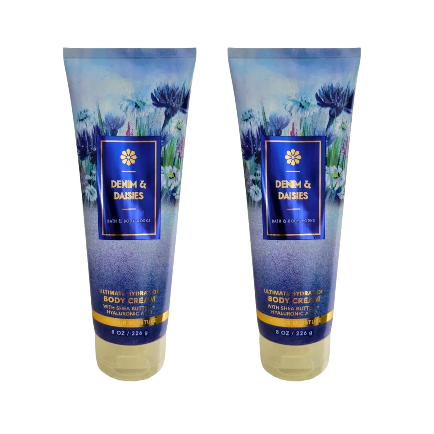 Bath & Body Works Body Cream, 8oz Each, Set of 2 - Aloe, Vitamin E, Shea (Denim Daisies) Beauty & Personal Care Bath & Body Works