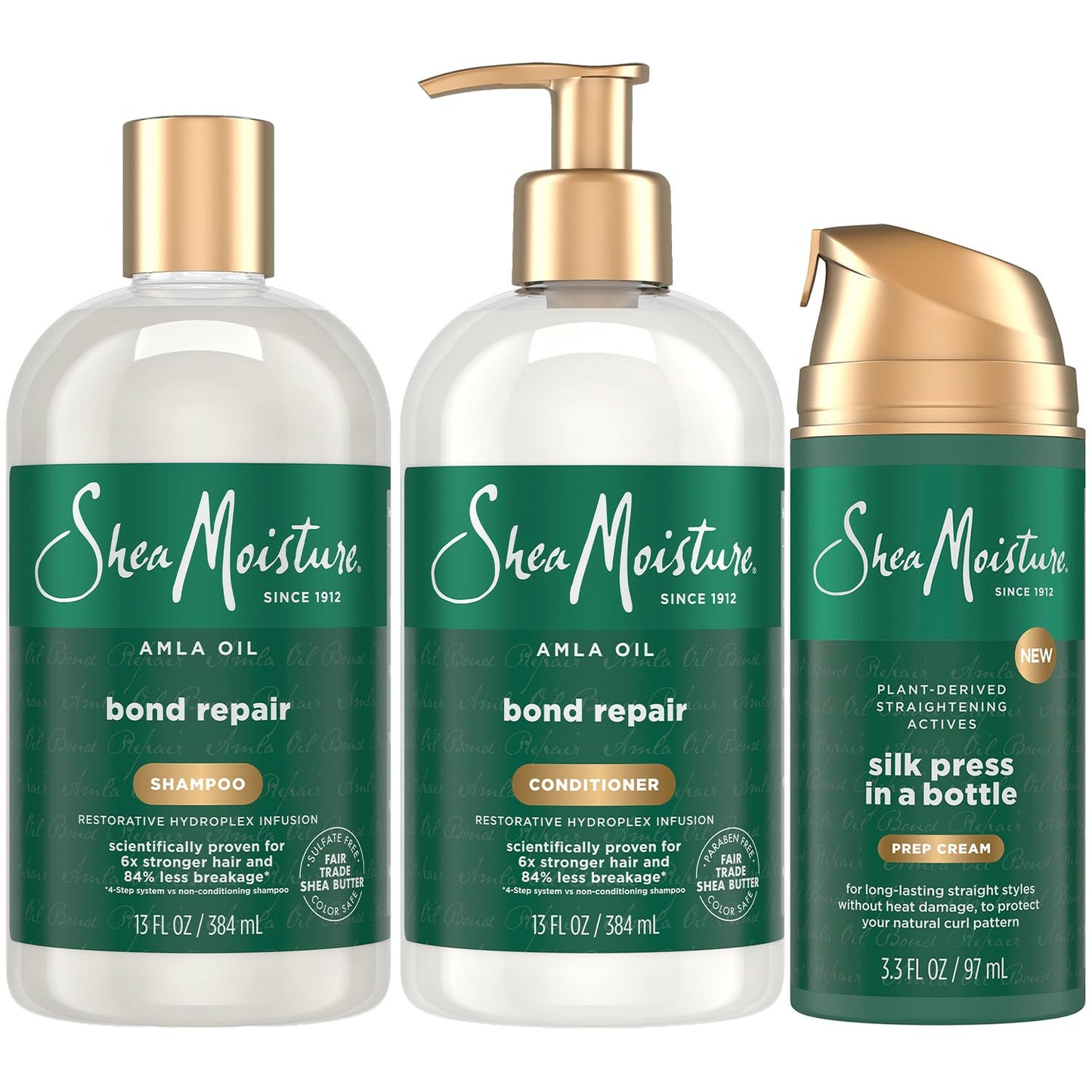 SheaMoisture Bond Repair Shampoo & Conditioner Set with Hair Strengthening Amla Oil + Prep Cream, Silk Press Hair Products for Frizz Control, Heat Beauty & Personal Care Shea Moisture