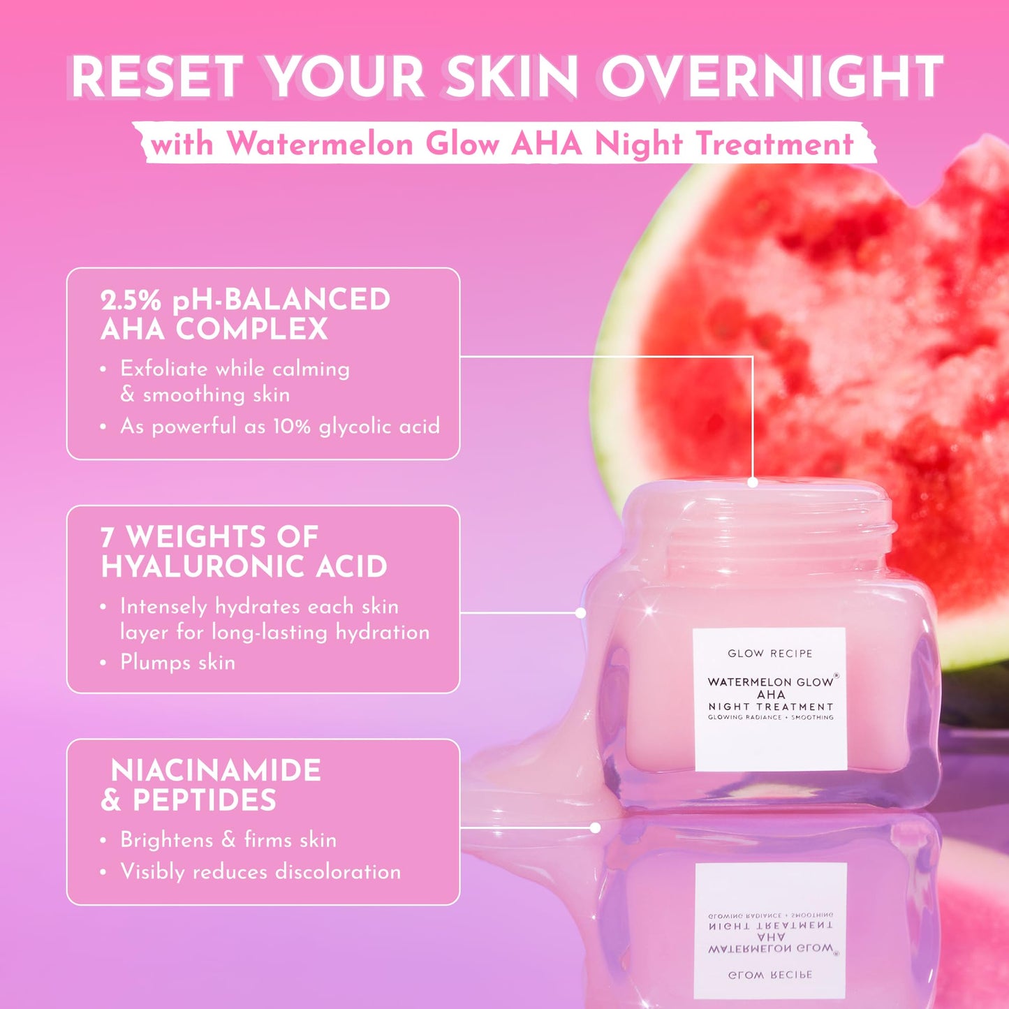 Glow Recipe Watermelon Glow AHA Night Treatment - Overnight Resurfacing Mask with AHA Complex, Hyaluronic Acid, Niacinamide & Watermelon Enzymes Beauty & Personal Care Glow Recipe