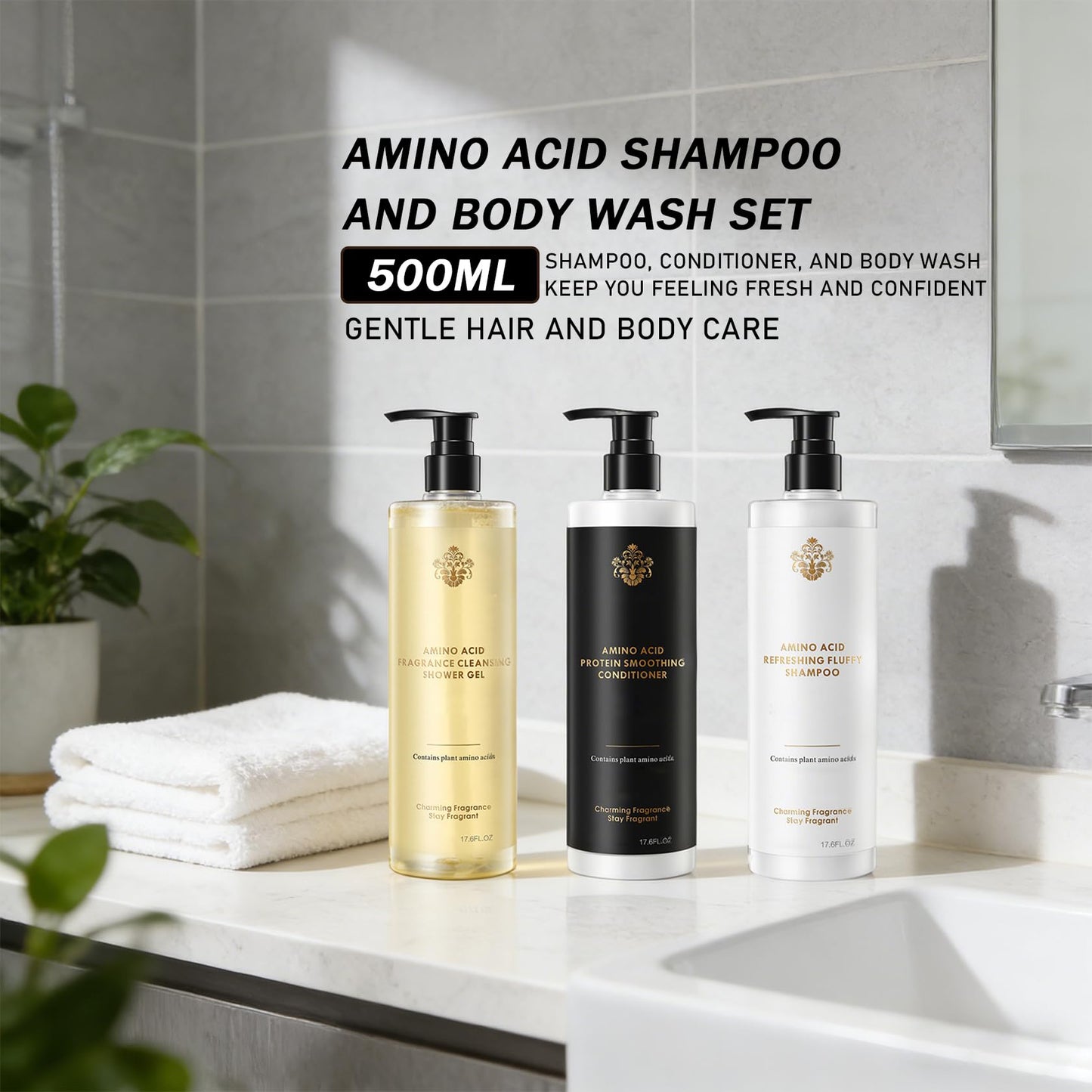 Shower Essentials for Men and Women,3 Piece Body Wash Shampoo and Conditioner Set,Deep-cleansing Shampoo for Oily Hair,Long-lasting Fragrance Shampoo Beauty & Personal Care BKPPLZP