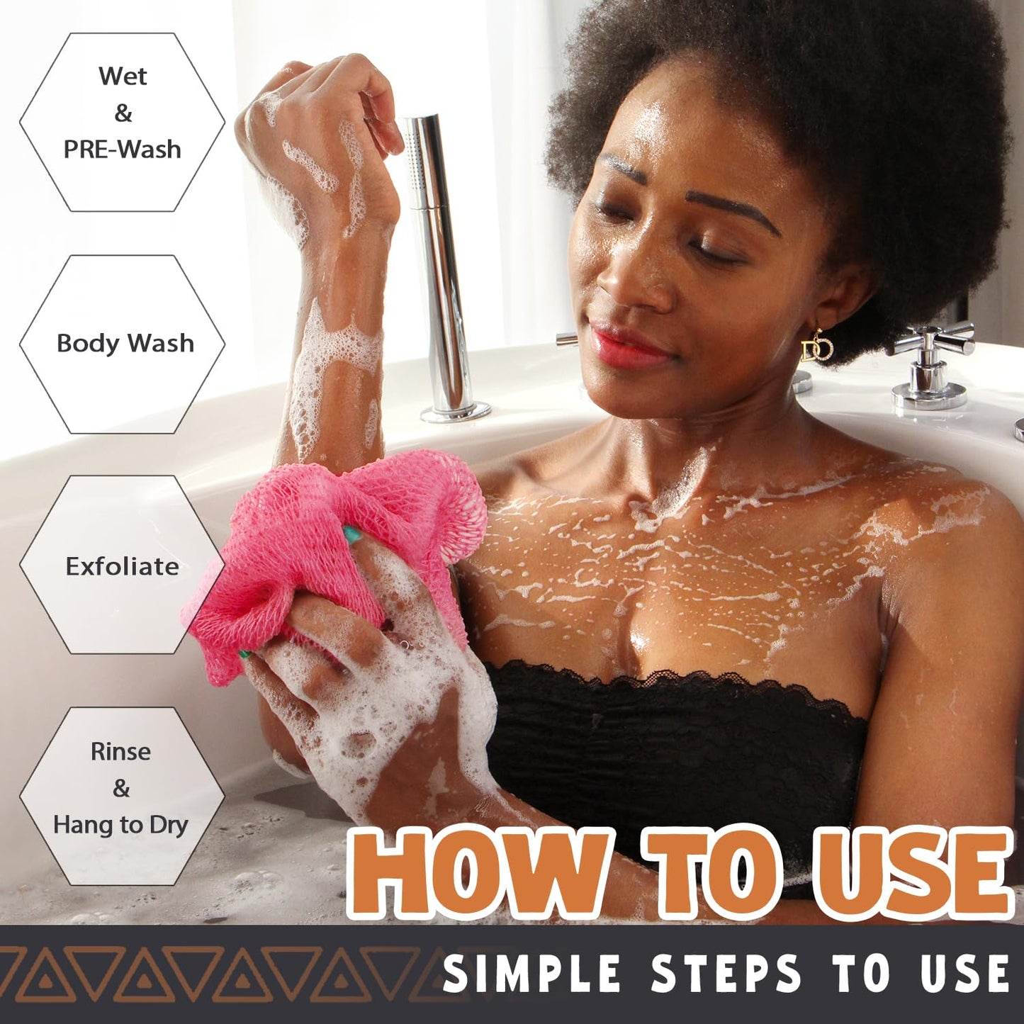 African Net Sponge Authentic - African Exfoliating Net Sponge Real African Wash Cloth Loofah - African Bath Sponge with Knots Exfoliator Net Beauty and Personal Care Hrsqu