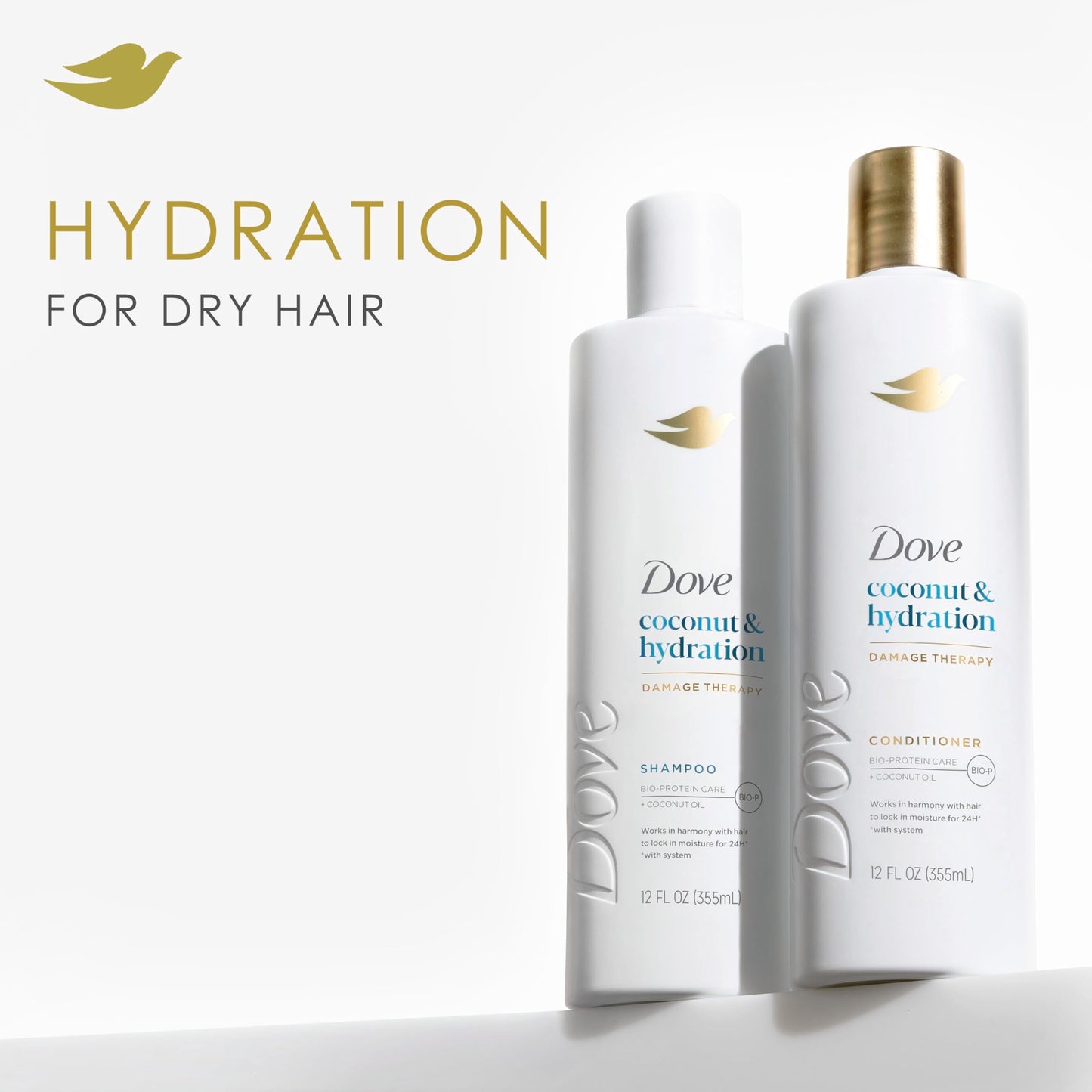 Dove Shampoo and Conditioner Coconut & Hydration 2 Count for Dry Hair with Bio-Protein Care Technology and Coconut Oil 12 Fl Oz Beauty & Personal Care Dove