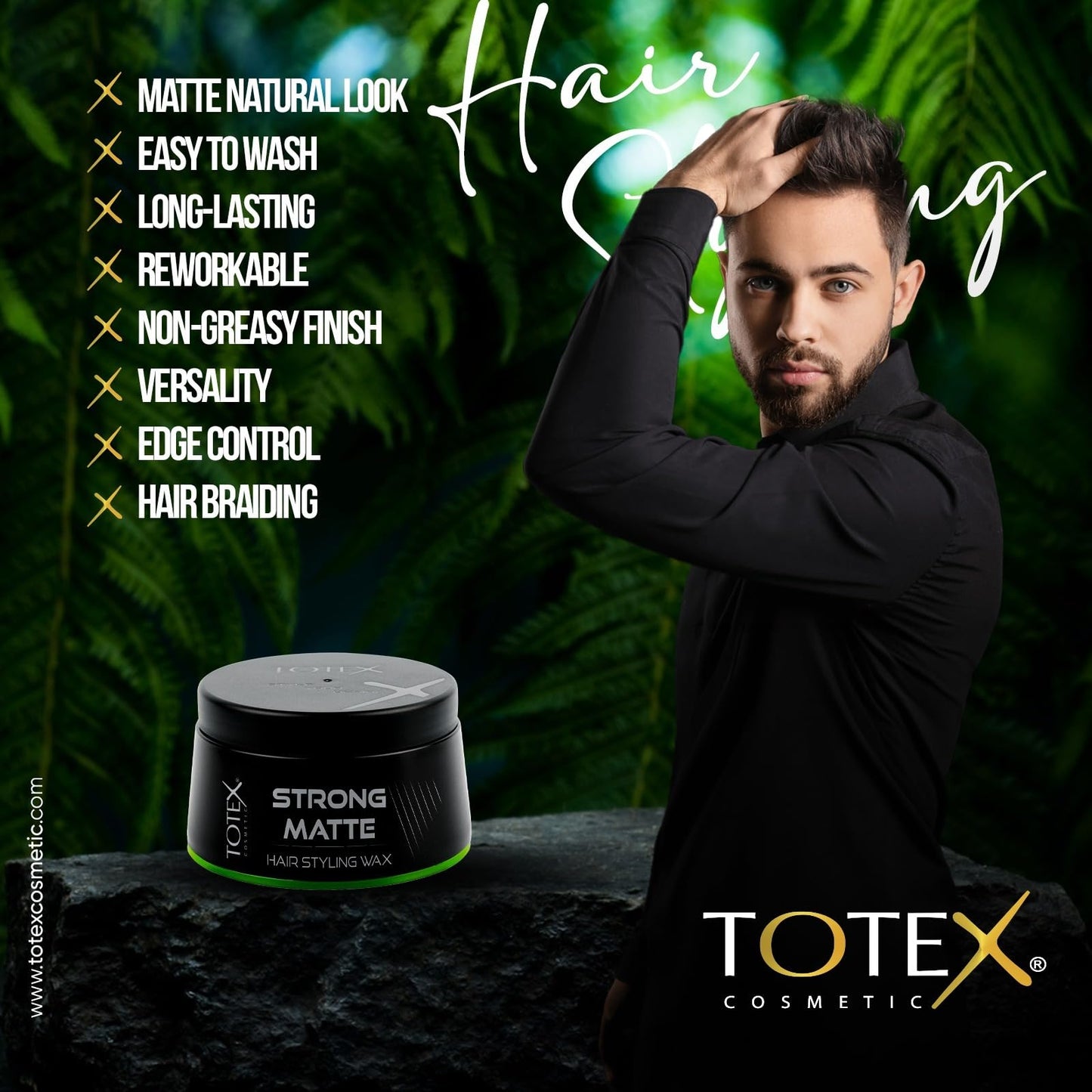 Totex Hair Men Styling Wax - Strong Hold Texture Natural Matte Look Finish - Hair Defining Paste 150 ml Beauty & Personal Care Totex