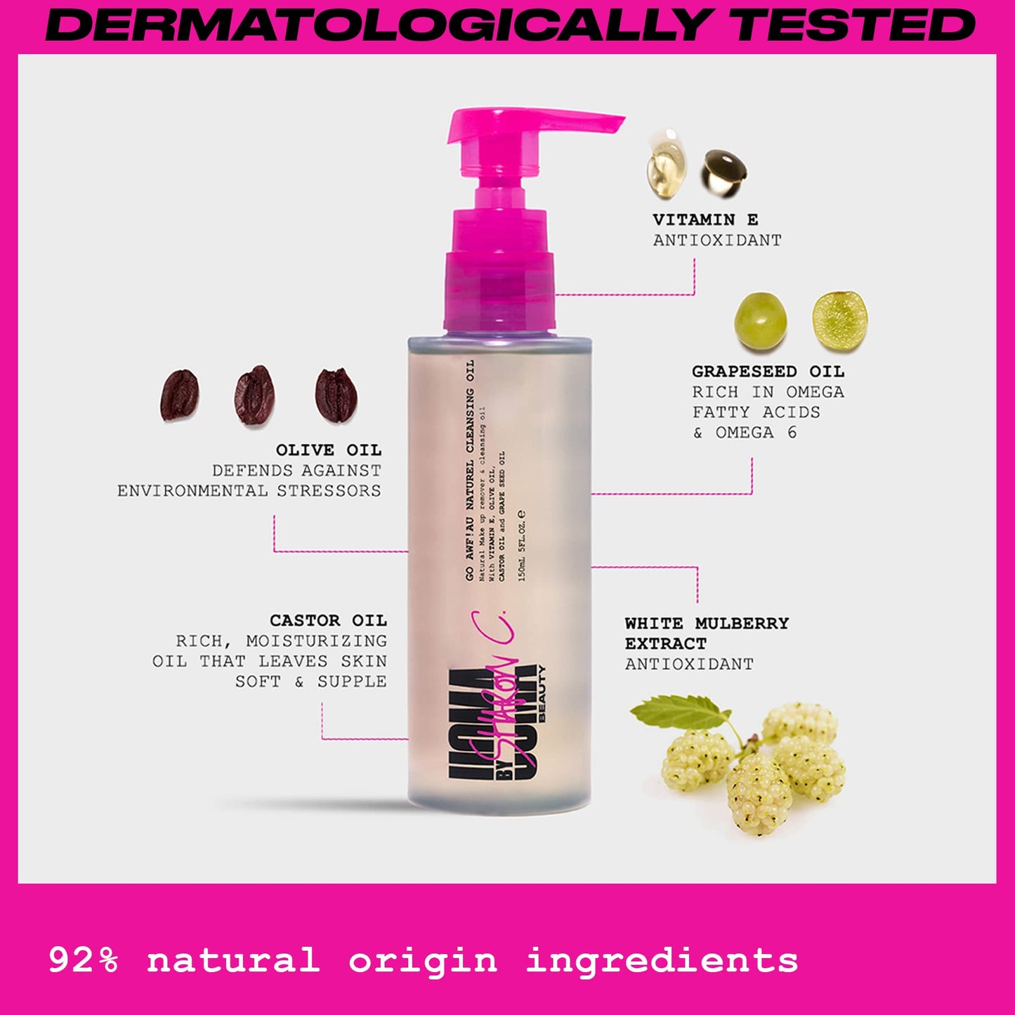 UOMA Cleansing Oil by Sharon C - Go Awf Au Naturel Cleansing Oil. Face Wash & Make Up Remover for All Skin Types, Hydrating Oil Cleanser with Natural Beauty & Personal Care UOMA Beauty
