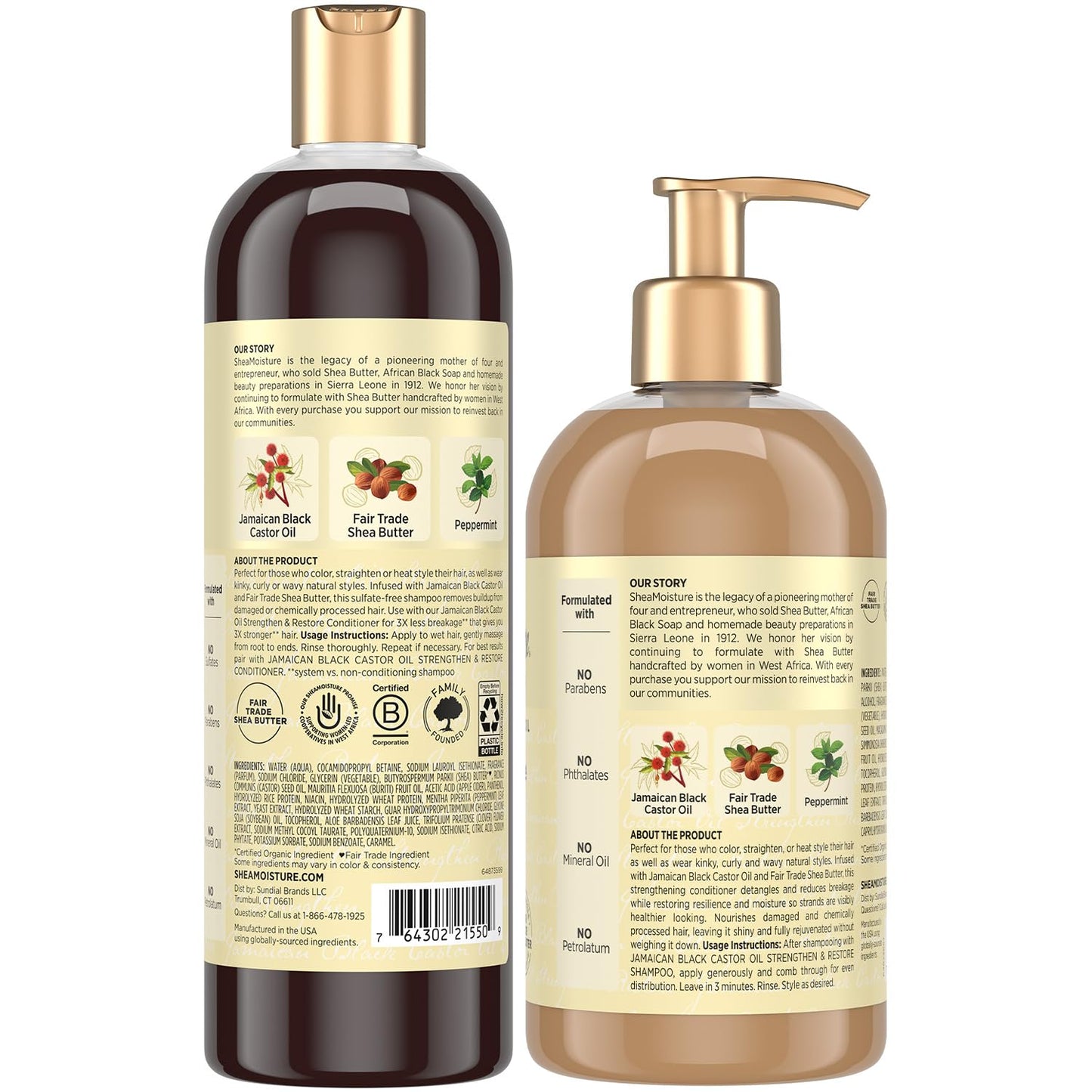 Shea Moisture Jamaican Black Castor Oil Clarifying Shampoo & Conditioner - Strengthen & Restore Sulfate-Free Shampoo & Conditioner Set with Shea Beauty & Personal Care Shea Moisture
