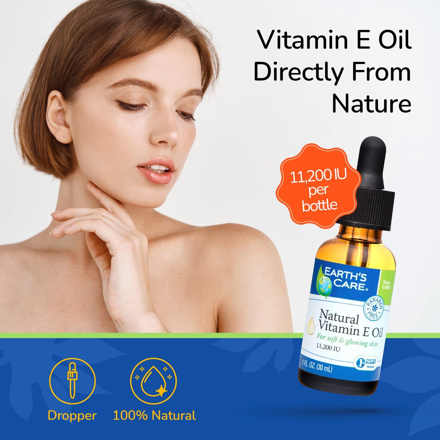Earth's Care Natural Vitamin E Oil - 100% Natural Vitamin E Oil for Skin and Hair - 1 Fl OZ Beauty & Personal Care Earth's Care
