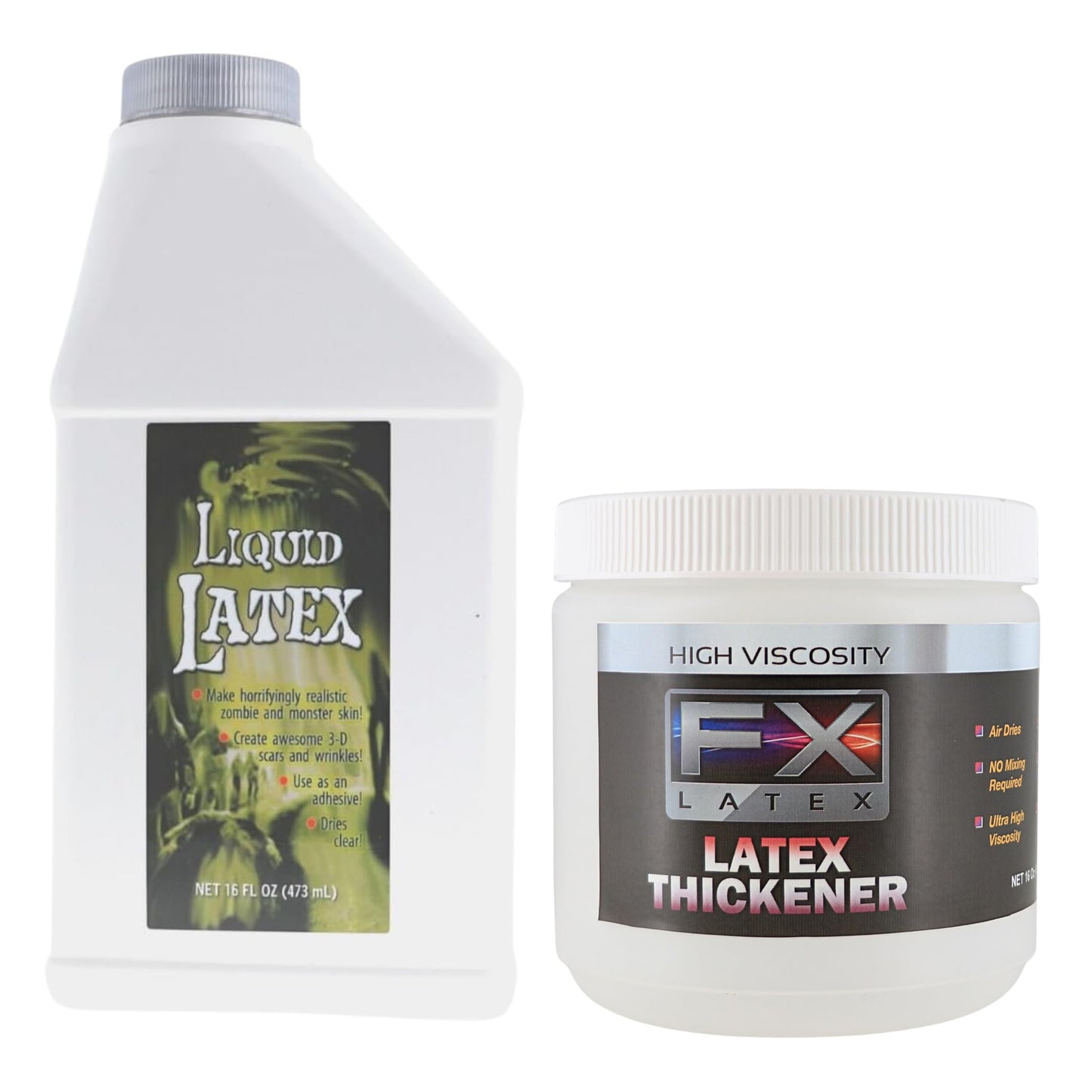 Liquid Latex and Latex Thickener Kit - Professional Grade for SFX, Cosplay, Mold Making, Face & Body Art - Dries Fast, Flexible Finish - 16 fl oz Beauty & Personal Care Liquid Latex Fashions