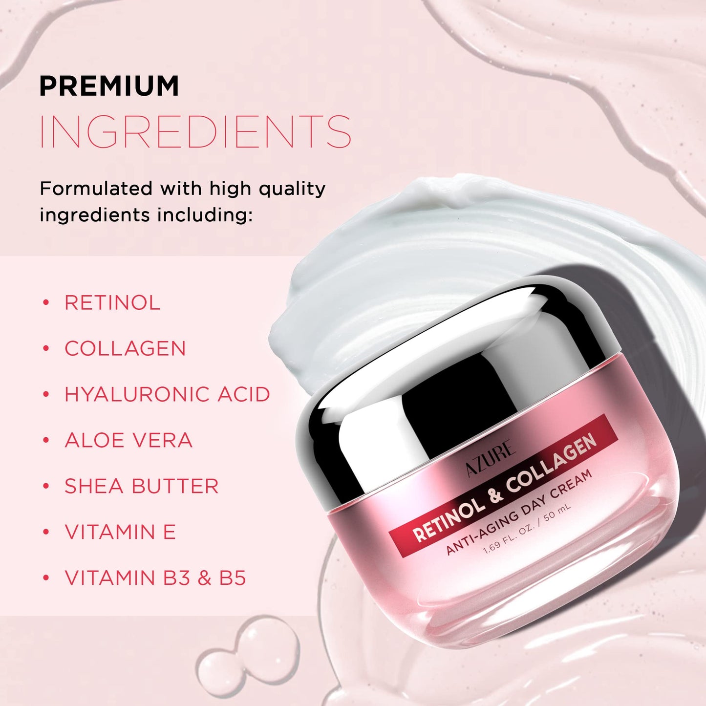 Azure Cosmetics Retinol & Collagen Moisturizer For Face - Dermatologist Tested, Anti-Aging - Skin Tightening, Fine Lines and Wrinkles Treatment Face Beauty & Personal Care Azure Cosmetics