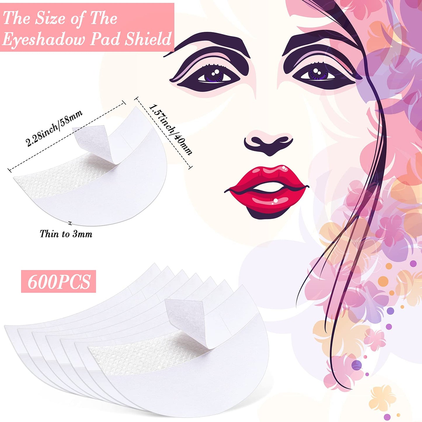 600 Pieces Eyeshadow Pad Shield Eyeshadow Patches White Eyeshadow Stencils Under Eye Pads Prevent Makeup Residue for Eyelash Extensions Lip Makeup Beauty & Personal Care Zhanmai