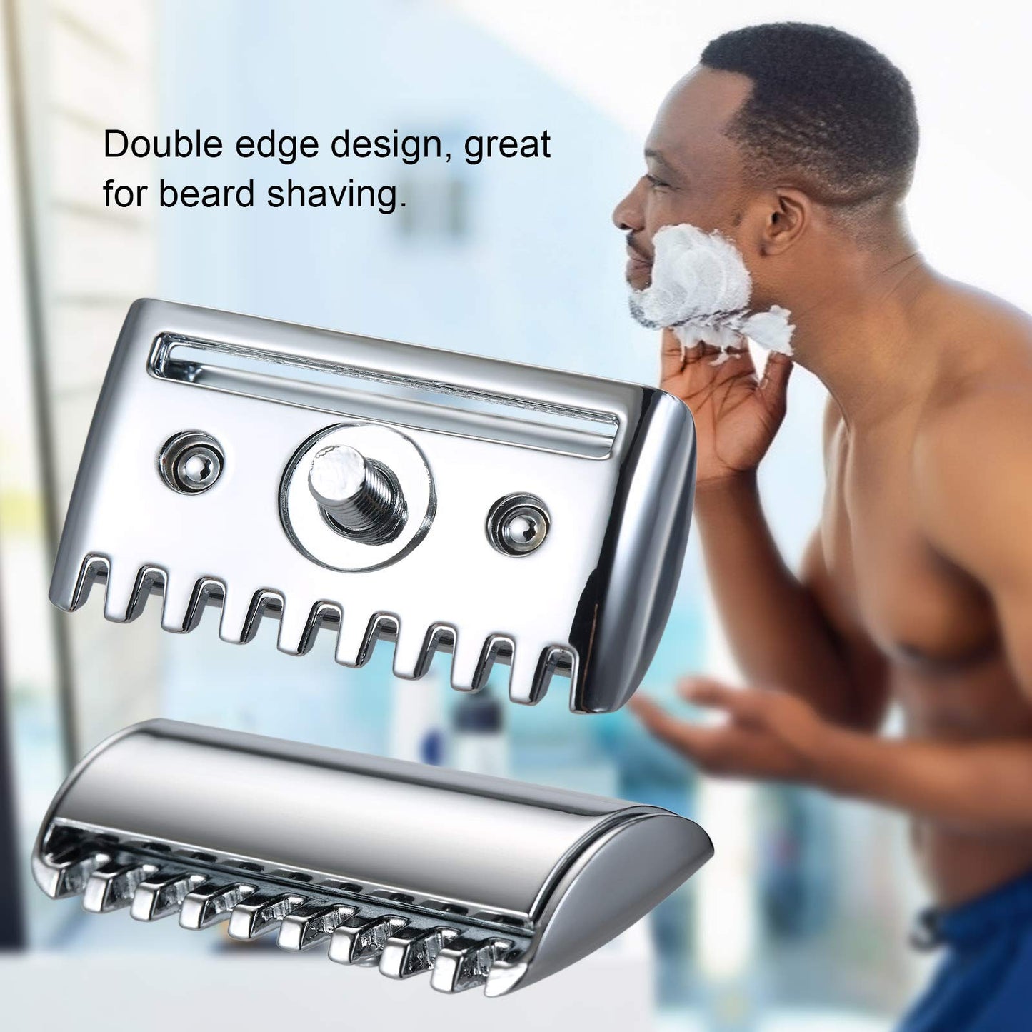 Yinhing 1PC Traditional Replacement Safety Head Chrome Scalloped Bar Double Safety Head Shaving Open Comb for Men Barber Male Home Use Shaving Tools Beauty and Personal Care Yinhing