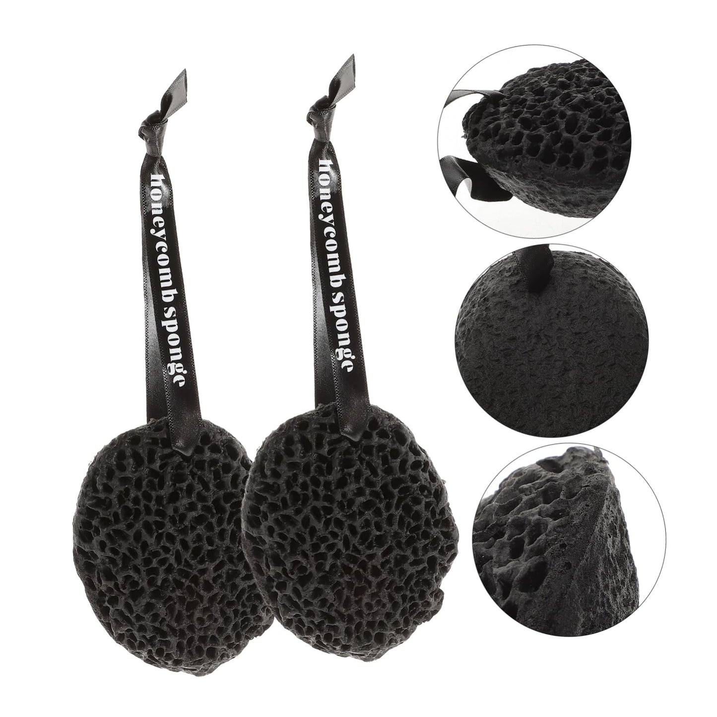 HAKIDZEL 3pcs Non-Latex Shower Bathing Scrubbers Honeycomb Design Massage Sponge for Exfoliation and Cleaning for Bath and Adult Showers Black Beauty and Personal Care HAKIDZEL