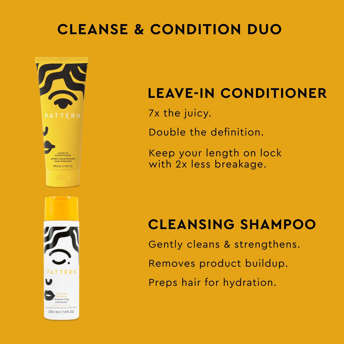 PATTERN Cleanse & Condition Duo, Leave-In Conditioner and Clarifying Shampoo, 2-Piece Kit for Curls and Coils Beauty & Personal Care PATTERN