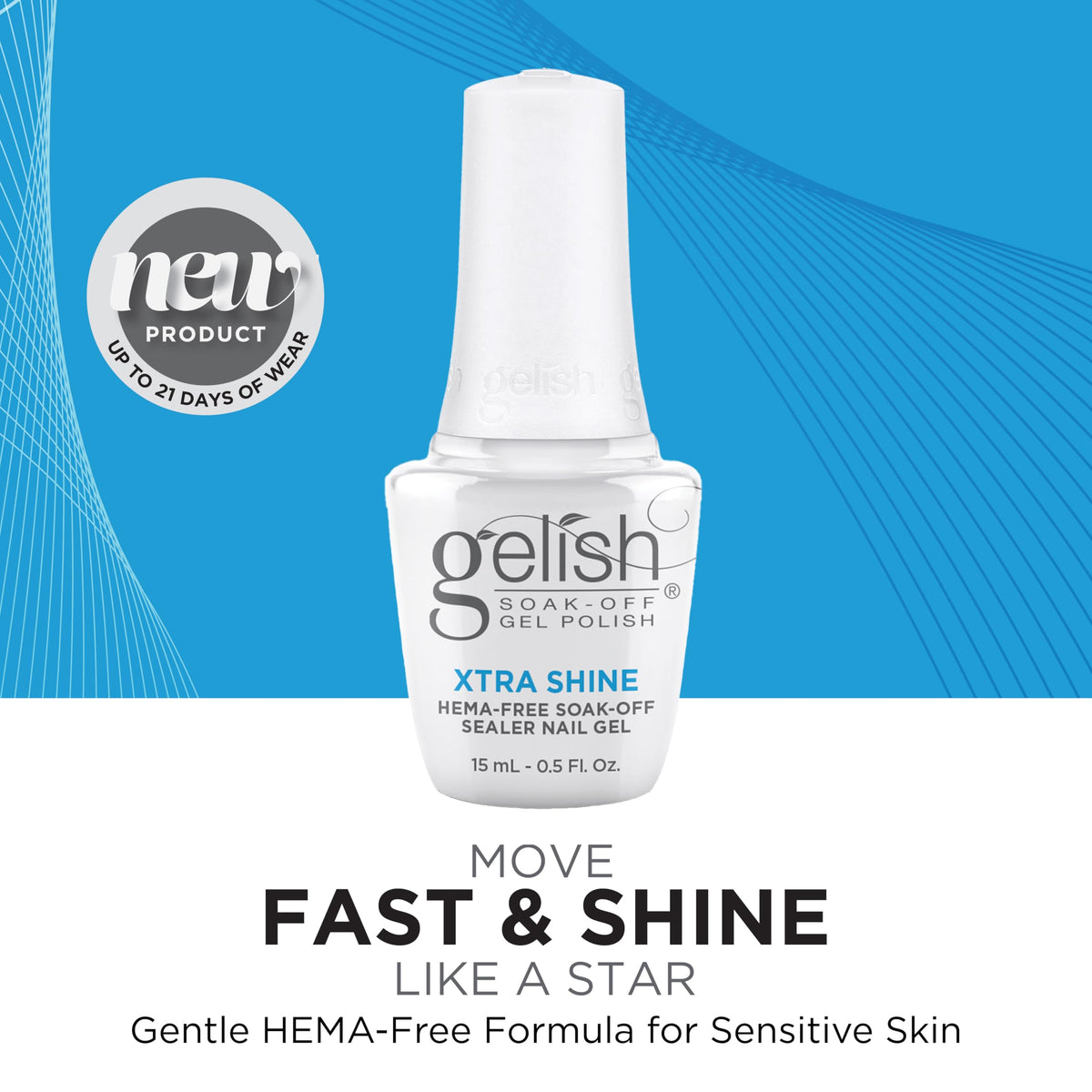 Gelish Hema-Free Gel Nail Polish Essentials - Xtra Shine Top Coat, 15mL