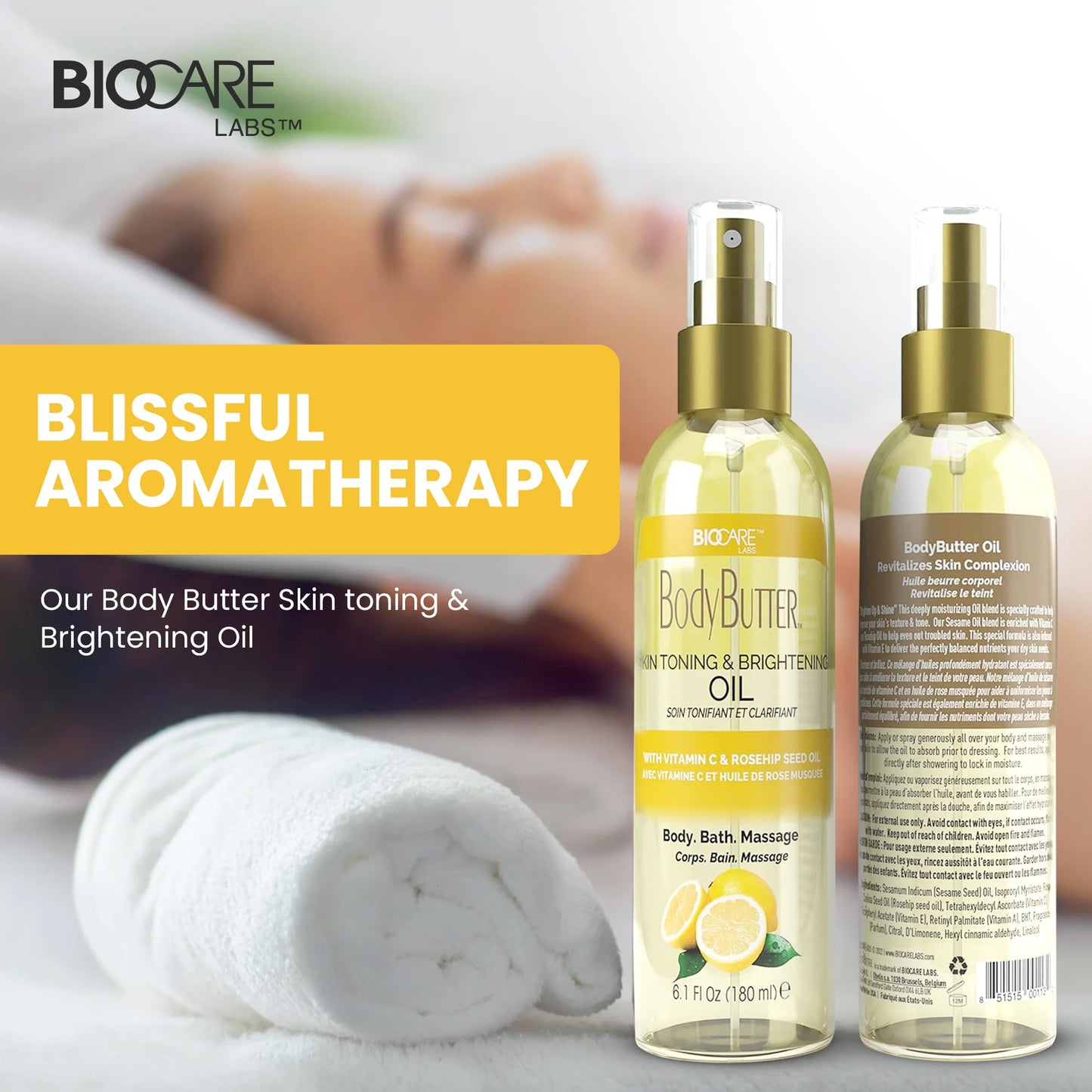 Biocare Skin Toning & Brightening Oil - Infused with Vitamin C, Rosehip Seed Oil, Vitamin E - Nourishing and Non-Greasy Body Oil for Hydrated Beauty & Personal Care Biocare
