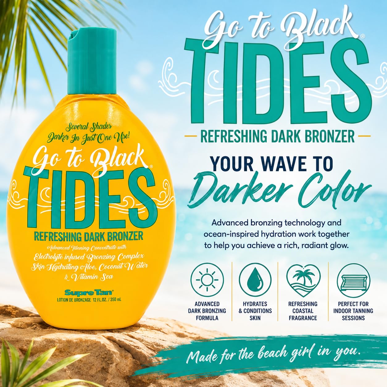 Go to Black Tides Refreshingly Dark Bronzer with DHA, Erythrulose & Melanin 12oz Beauty & Personal Care Supre