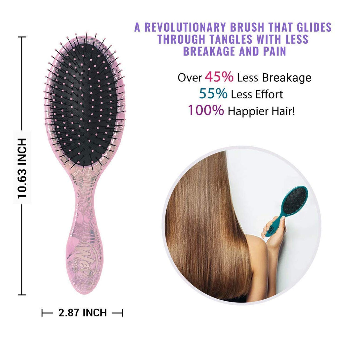 Wet Brush Hair Brush Original Detangler with Ultra-Soft Bristles Hair Brush for Women, Men & Kids, Minimize Hair Breakage, Split-Ends and Pain- Sea