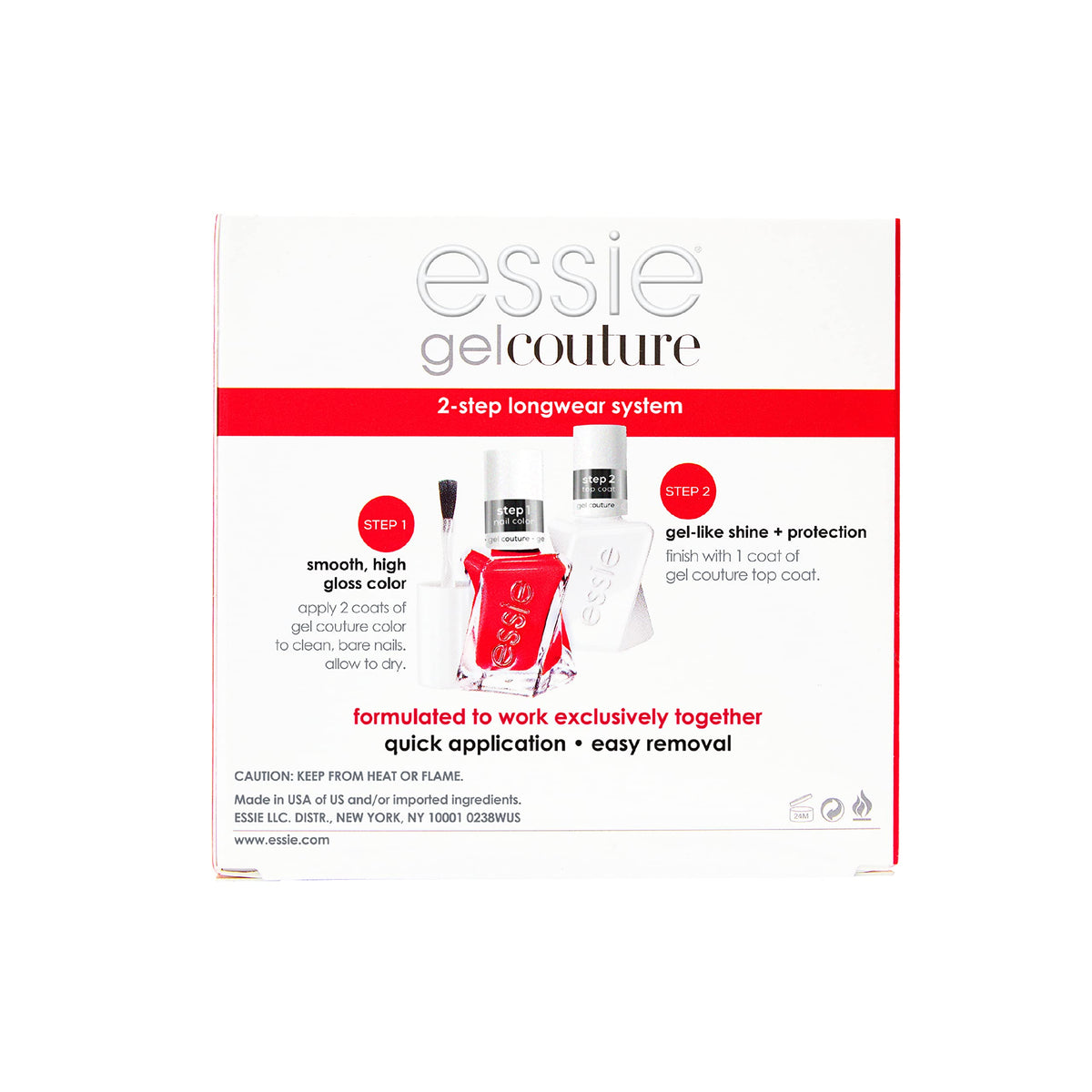 Essie Gel Couture Longwear Nail Polish + Top Coat Kit, Scarlet Red Nail Polish, Rock The Runway + Top Coat, Gifts For Women And Men, 0.46Oz Each