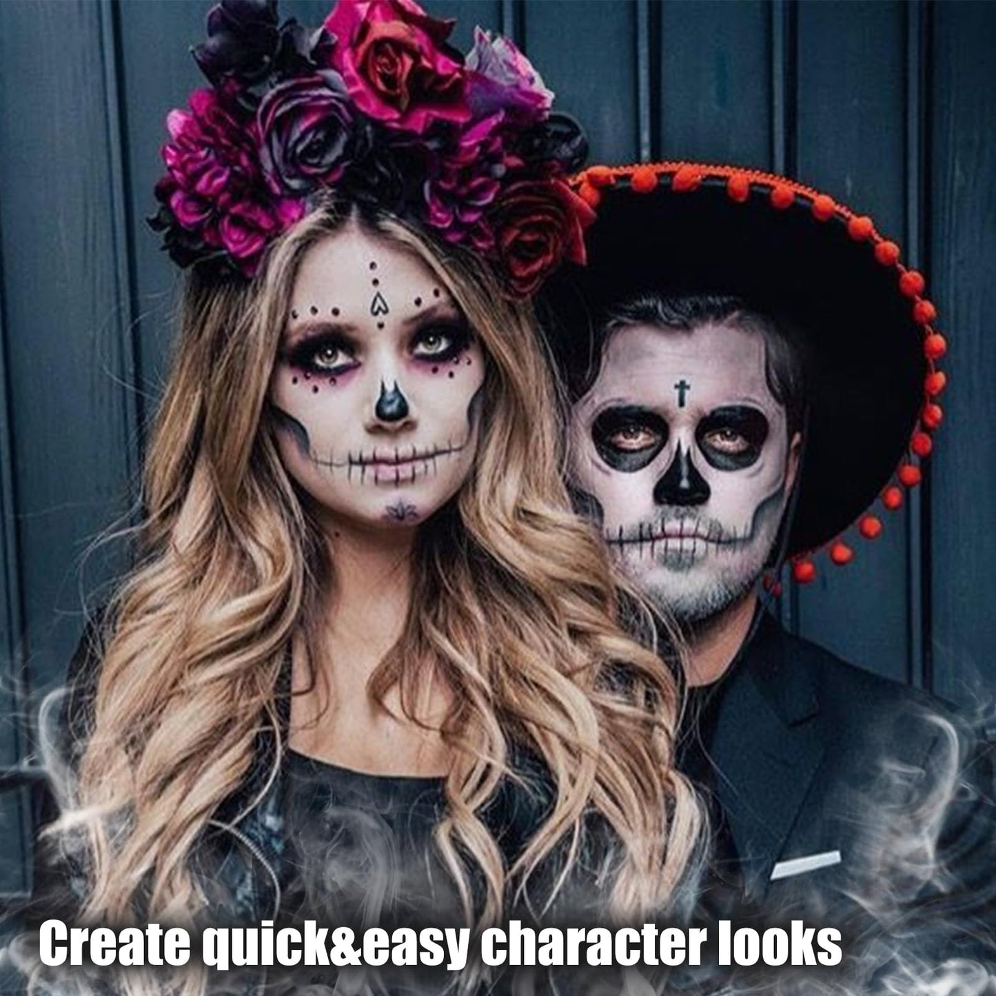 6 Color Grey Face Paint Palette, Professional Skeleton Skull Face Body Paint, Washable SFX Makeup for Halloween Face Body Paint, Vampire, Zombie Beauty & Personal Care Js2U ZW