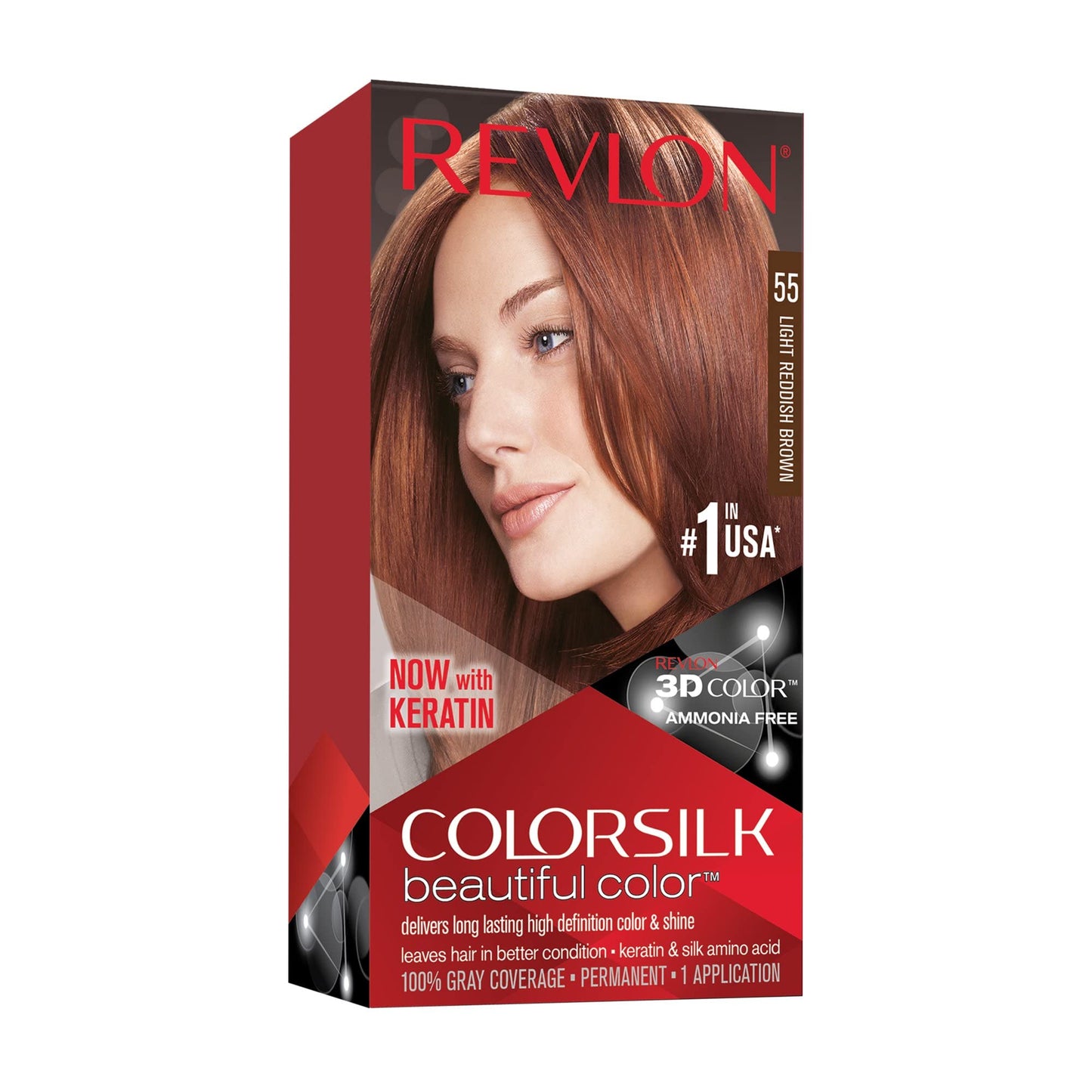 Revlon ColorSilk Hair Color 55 Light Reddish Brown 1 Each Beauty & Personal Care REVLON
