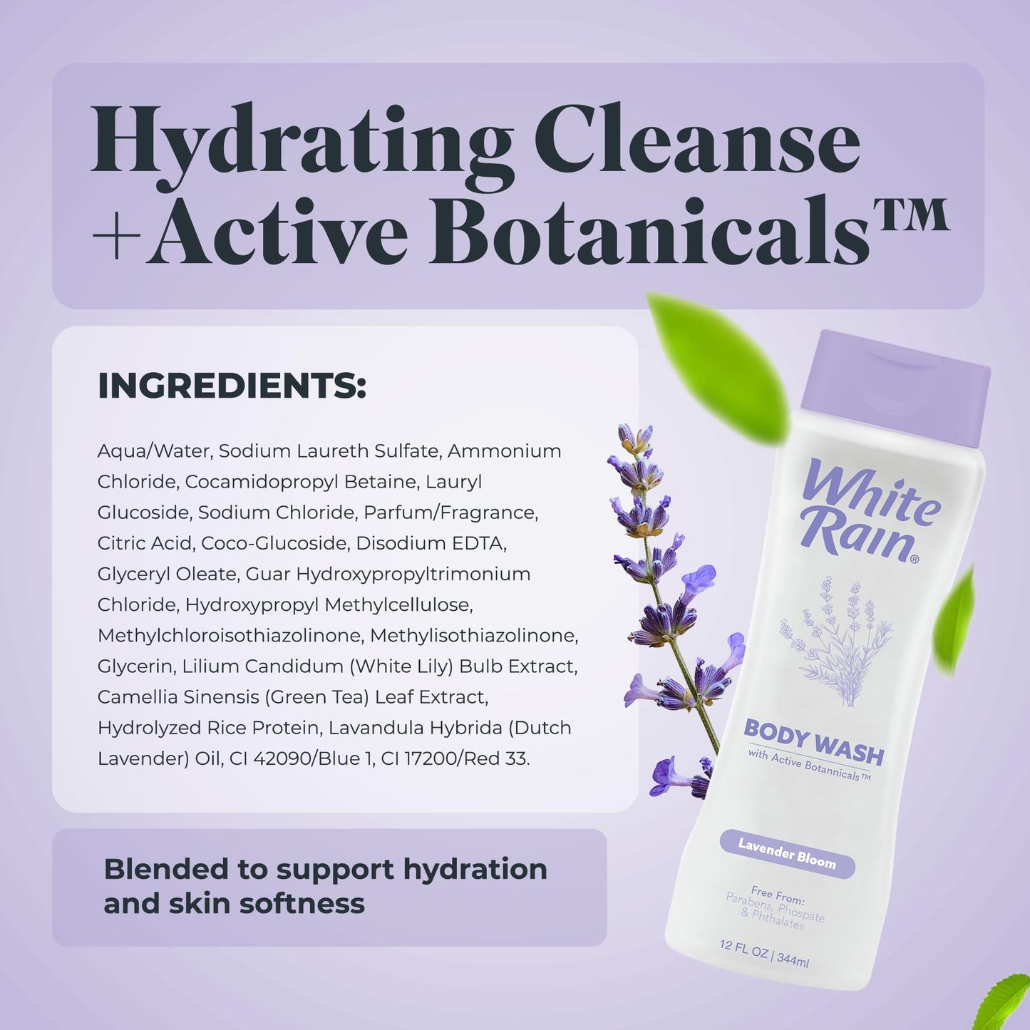 White Rain Lavender Moisturizing Body Wash for Women & Men - Lavender Body Wash for Dry Skin, Gentle Paraben-Free Formula with Botanical Extracts Beauty & Personal Care White Rain